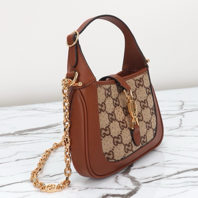 GUCCI GG apricot brown diamond bag