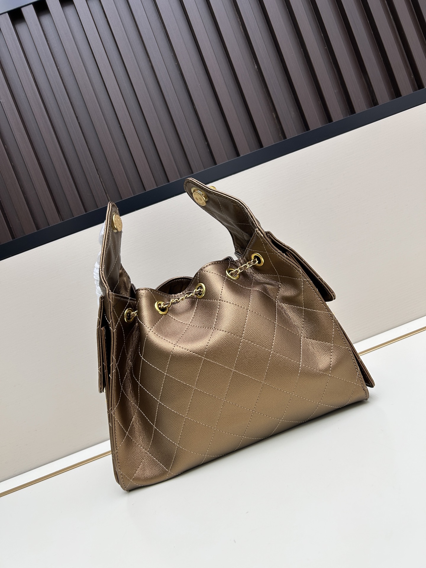 Chanel 25bag 25P 26 Hobo Small Quilted Caviar Leather Drawstring Lazy Bucket Hobo Tote Bag - KAIROO