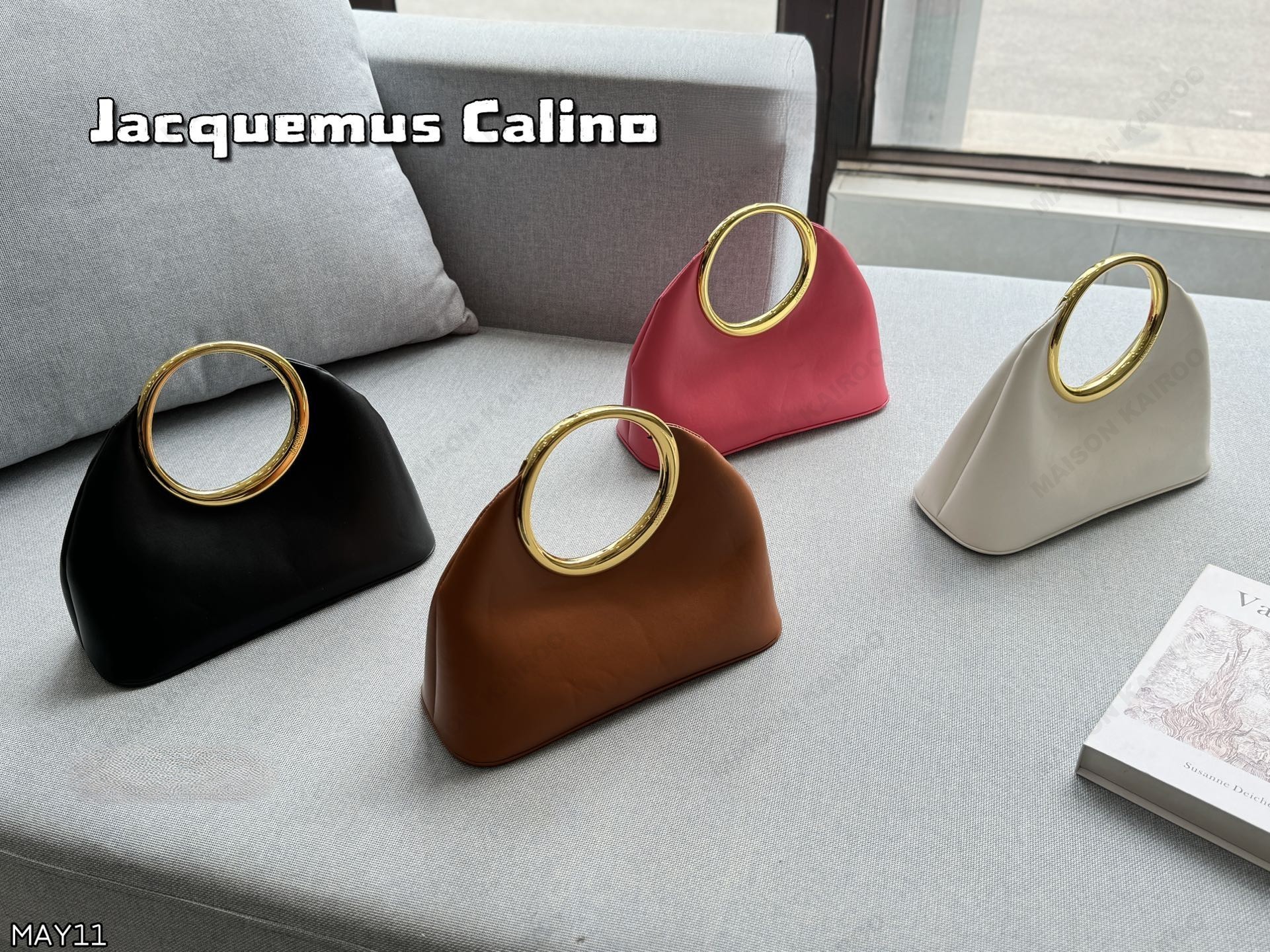 Jacquemus Le Petit Calino Sac Smooth Leather Metal Ring Clutches Top Handle Bag - KAIROO