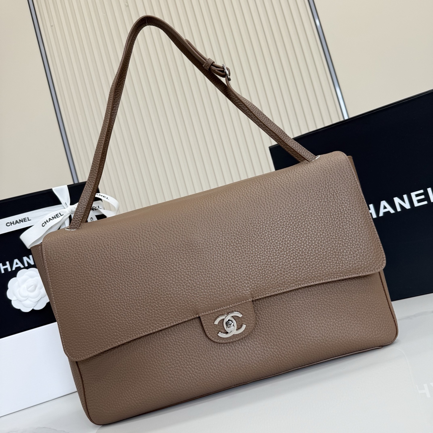 CHANEL 2026 Maxi Flap bag 38cm in Light brown AS6233