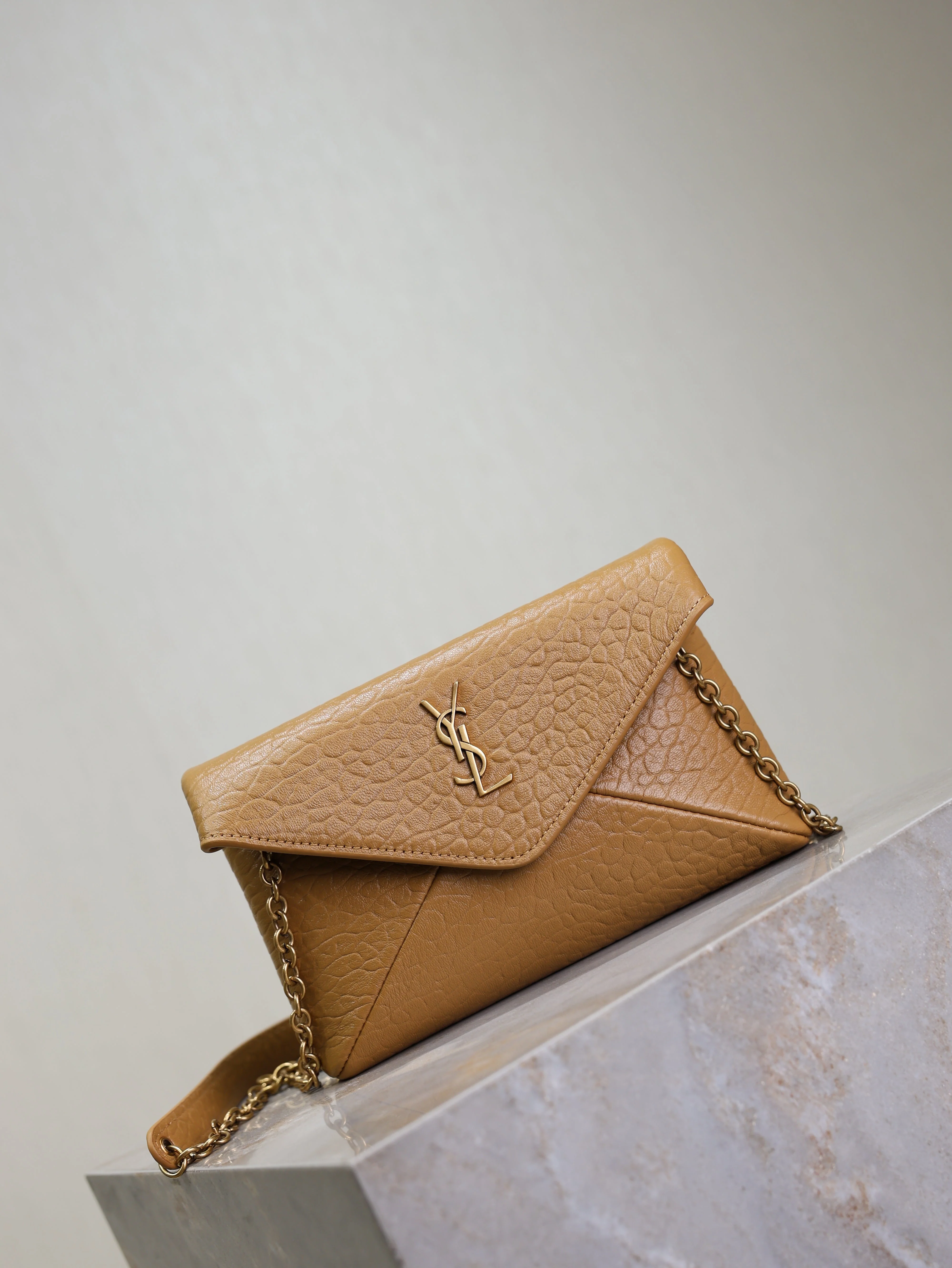 Saint Laurent YSL  Calypso Bag 19cm Light Brown Elephant Leather
