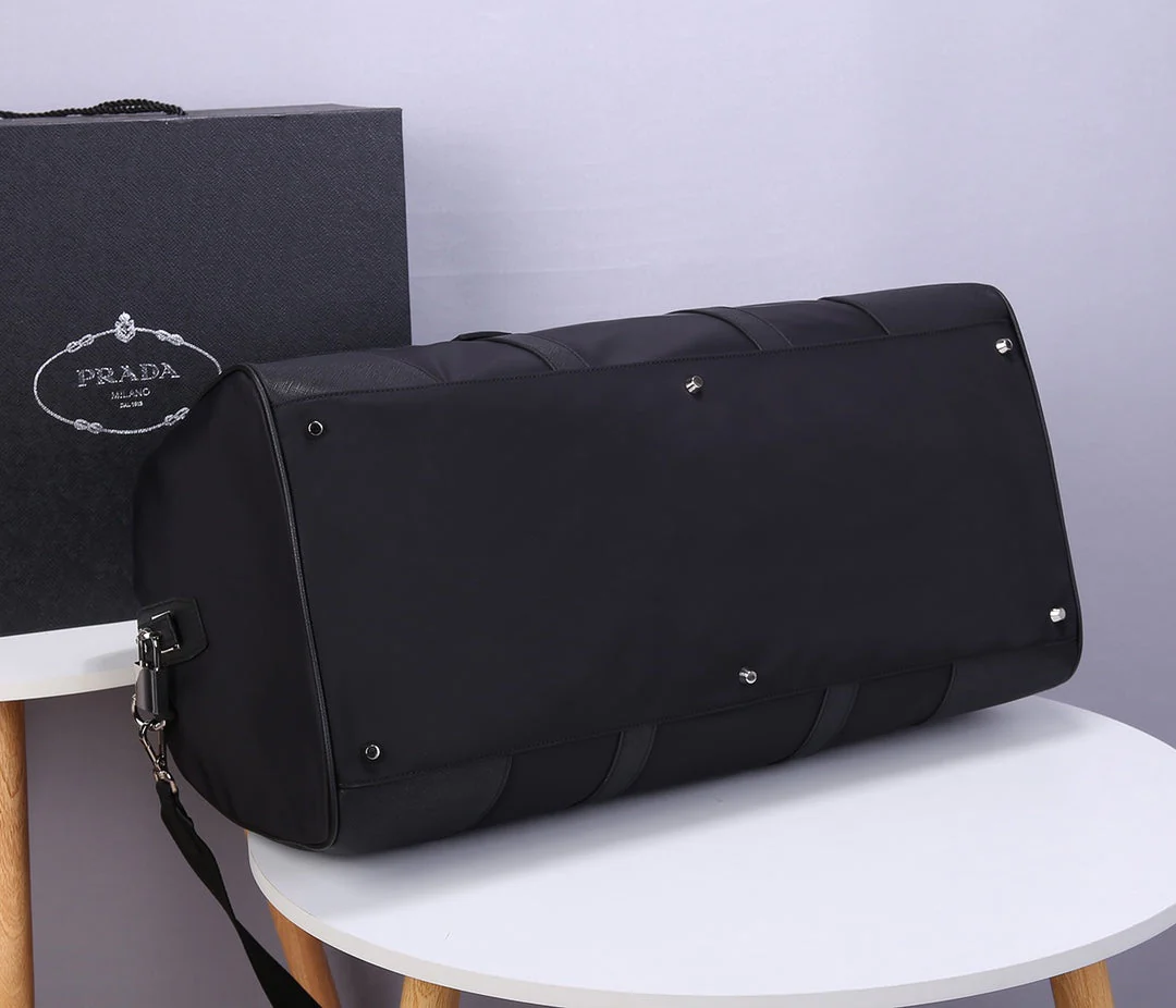 Prada 55 TRAVEL BAG IN BLACK WATERPROOF FABRIC