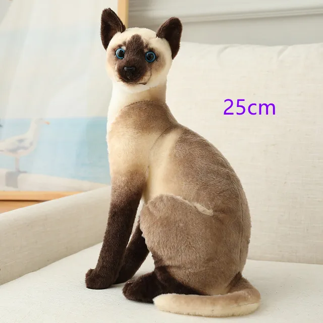 Stuffed Siamese Cat Animals Lifelike Plushie Doll Cute Kitten Plush Toy Soft Simulation American Shorthair Cat Peluche Kids Gift