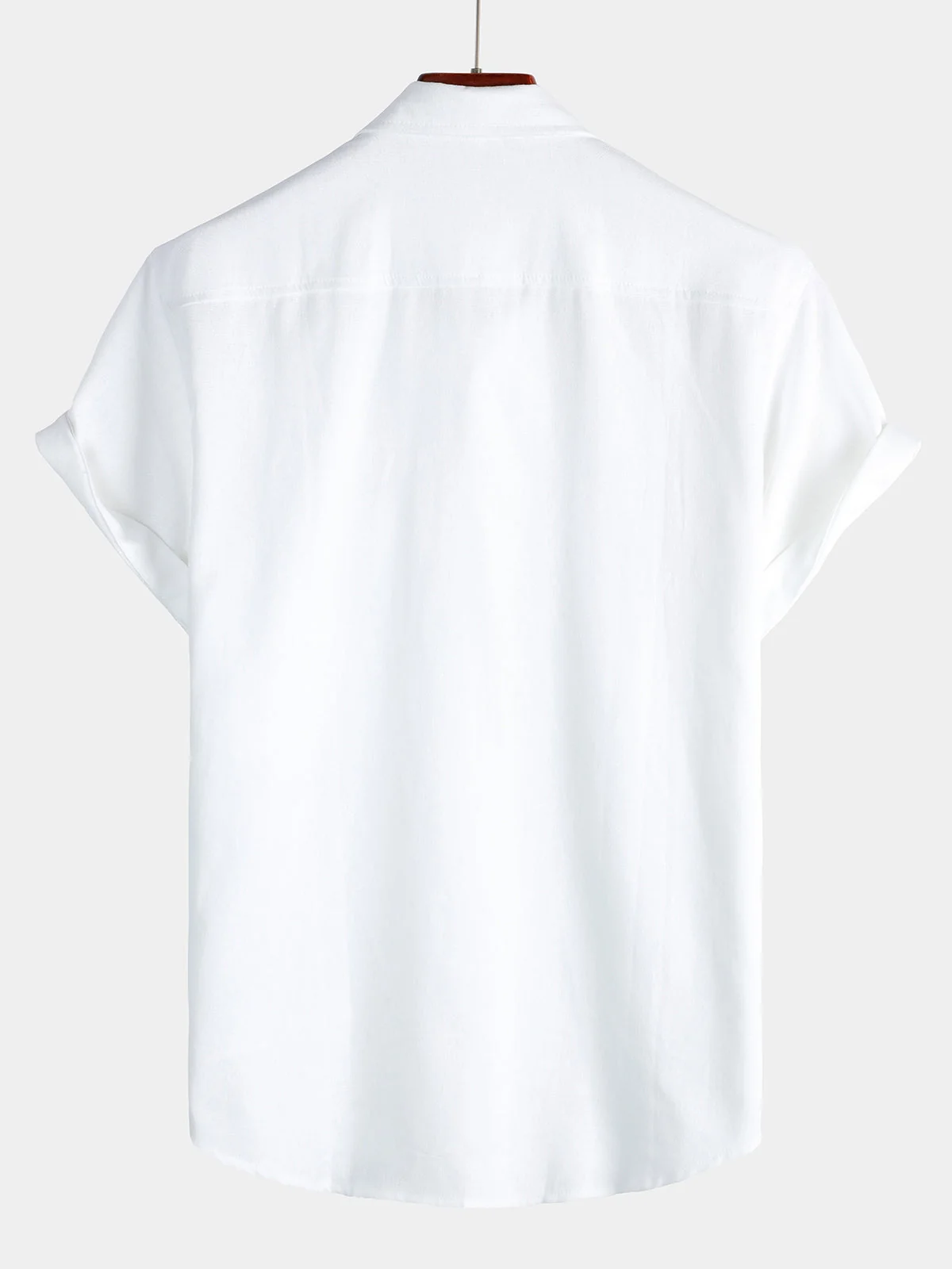 Men's Cotton Linen Chest Pocket Short Sleeve Shirt