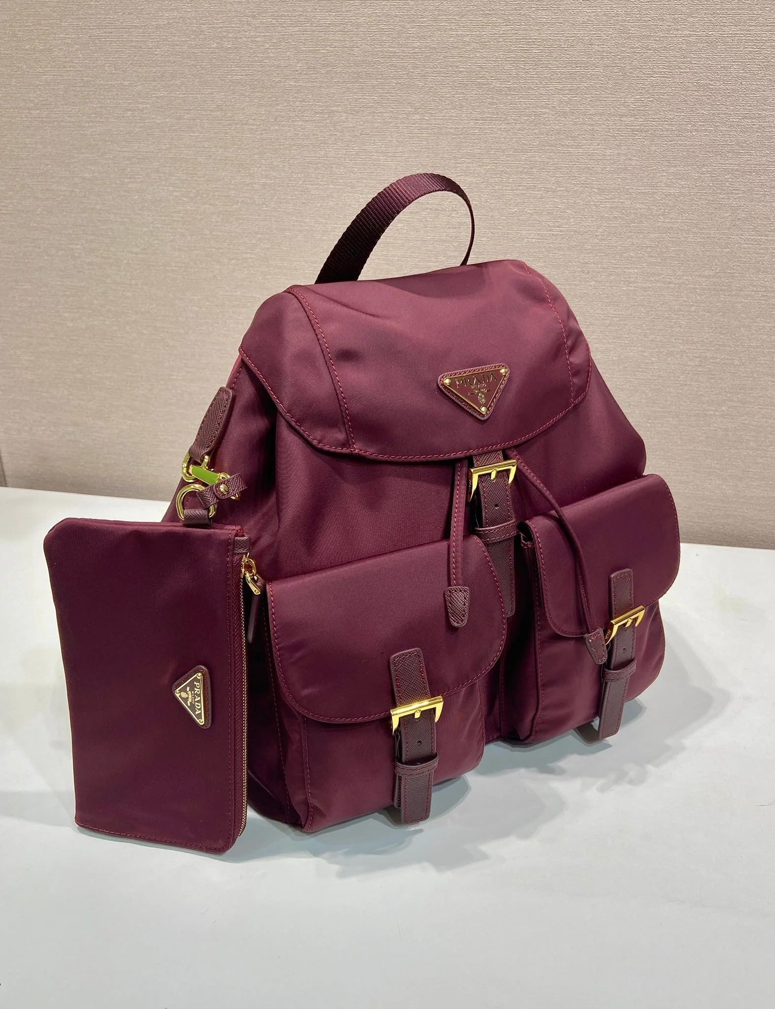 Prada  Backpack 32 burgundy nylon fabric 280832