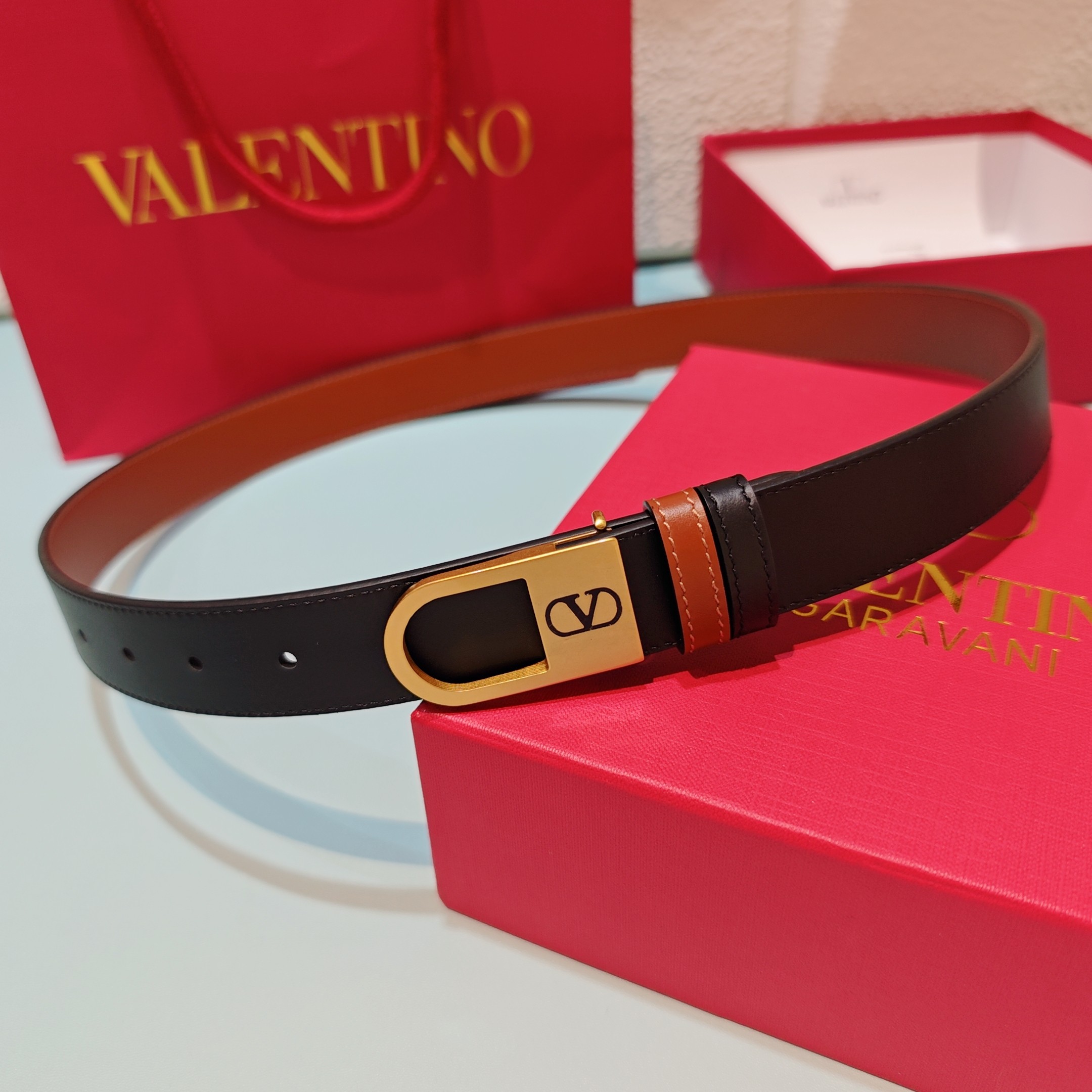 Valentino Mini Leather Belt 3cm