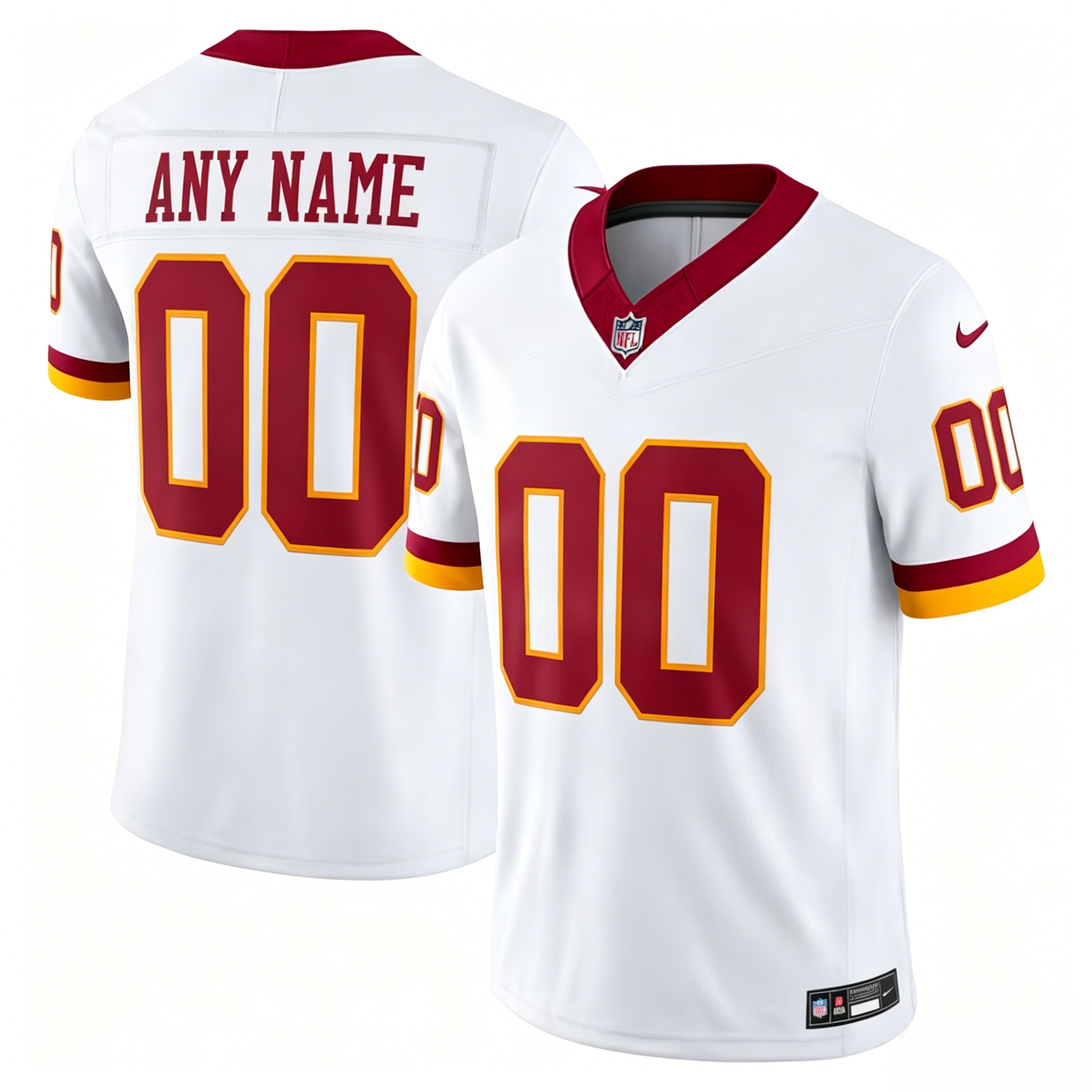 Customized  Washington Commanders Football Jersey Nike White Red Vapor F.U.S.E. Stitched Retired Limited Jersey