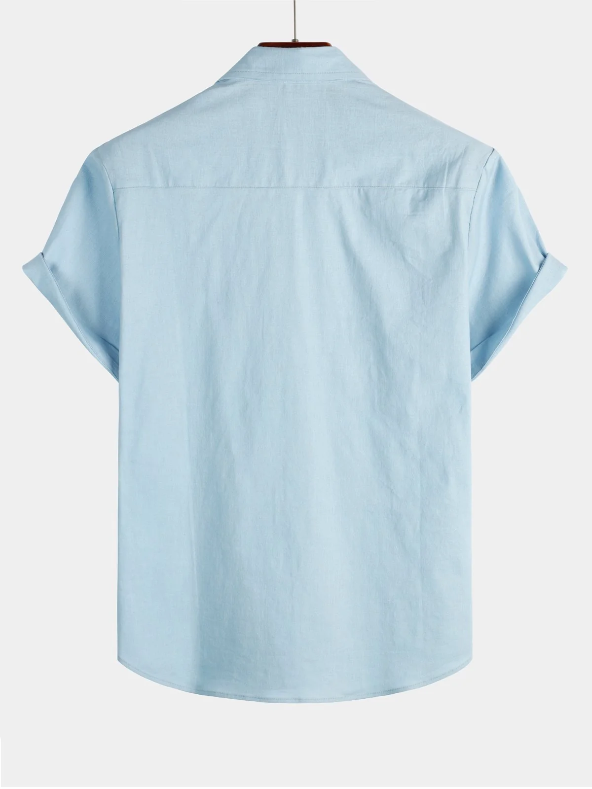 Men's Solid Color Cotton Linen Short Sleeve Shirt