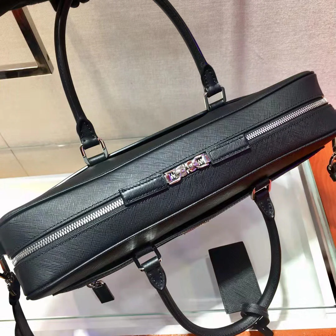 Prada  38 BRIEFCASE IN BLACK SAFFIANO LEATHER