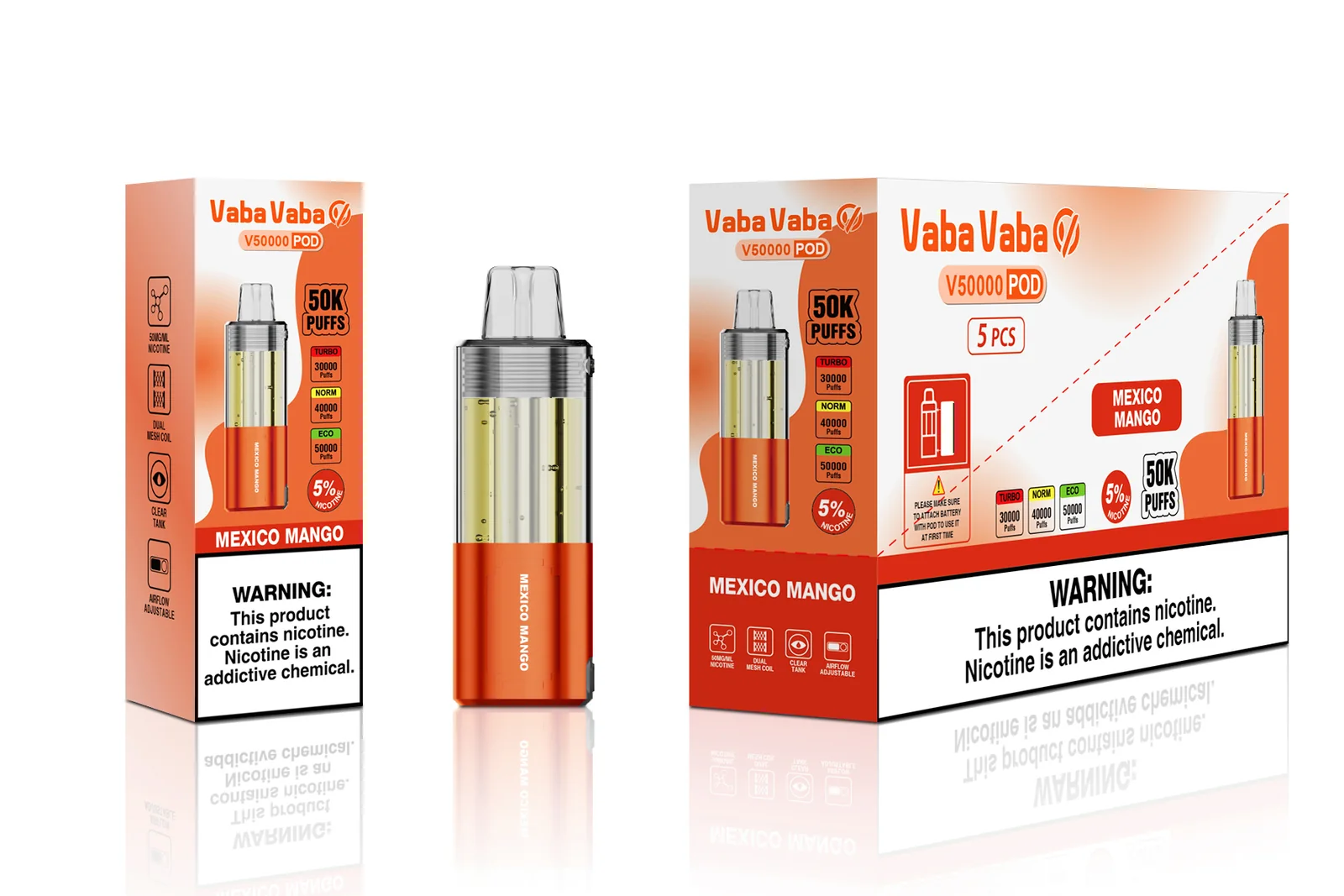 Vaba Vaba V50K replacement pod - Mexico Mango packaging