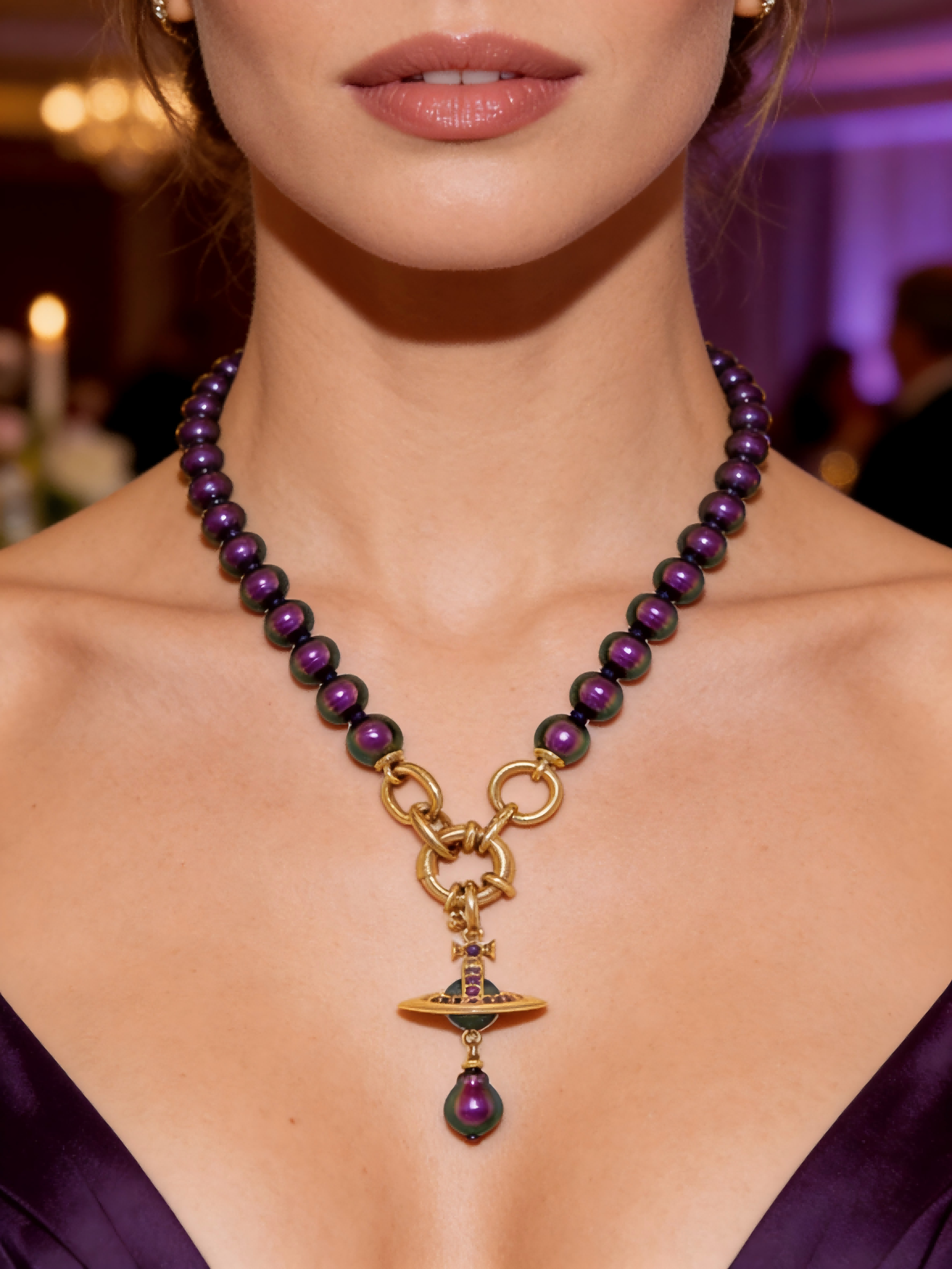 Trendy Colorful Beaded Necklace with Saturn Charm – Bold Y2K Aesthetic, Perfect for Party & Night Out