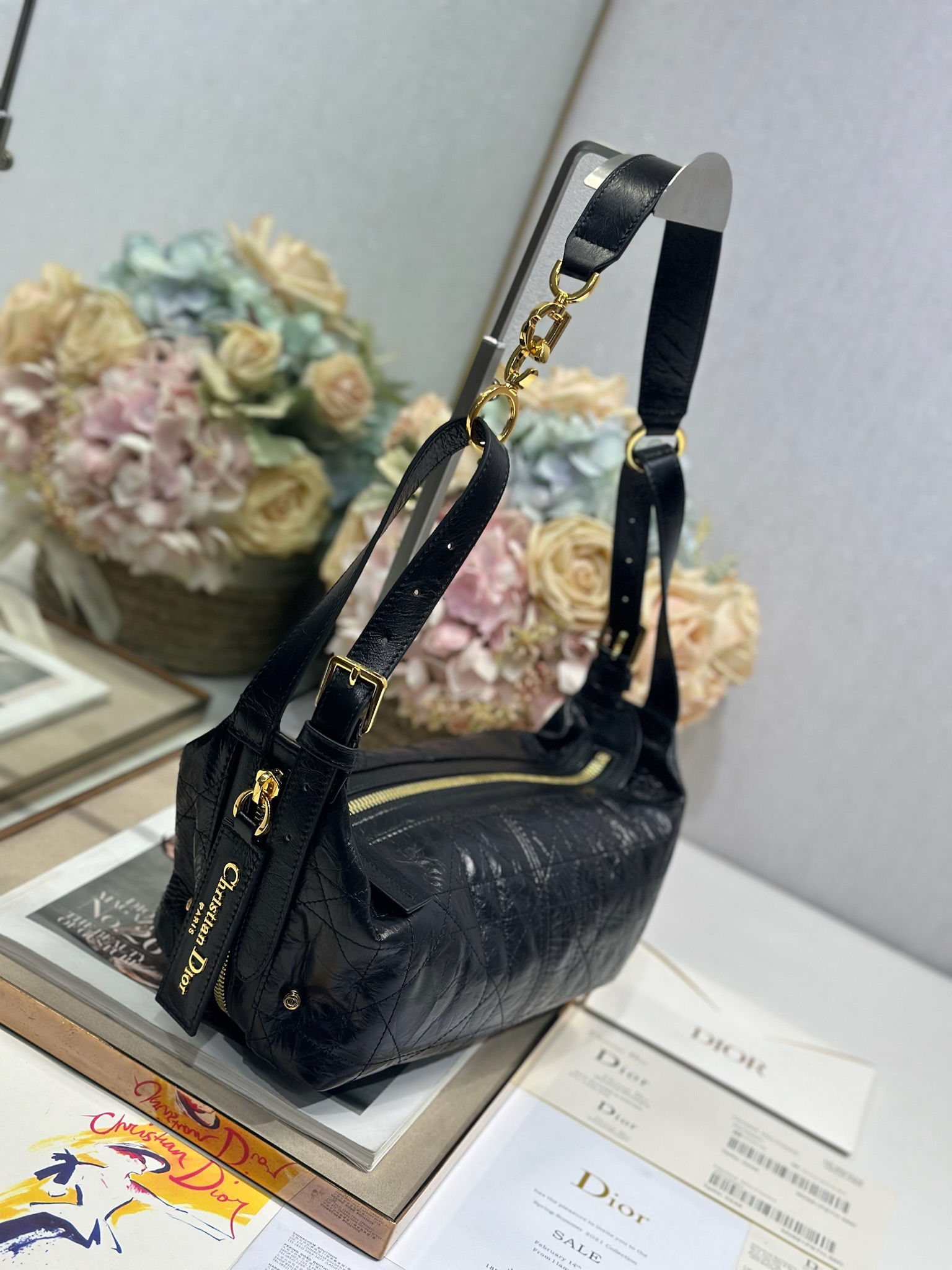 Dior D-Journey Small Shoulder Bag in Black Leather