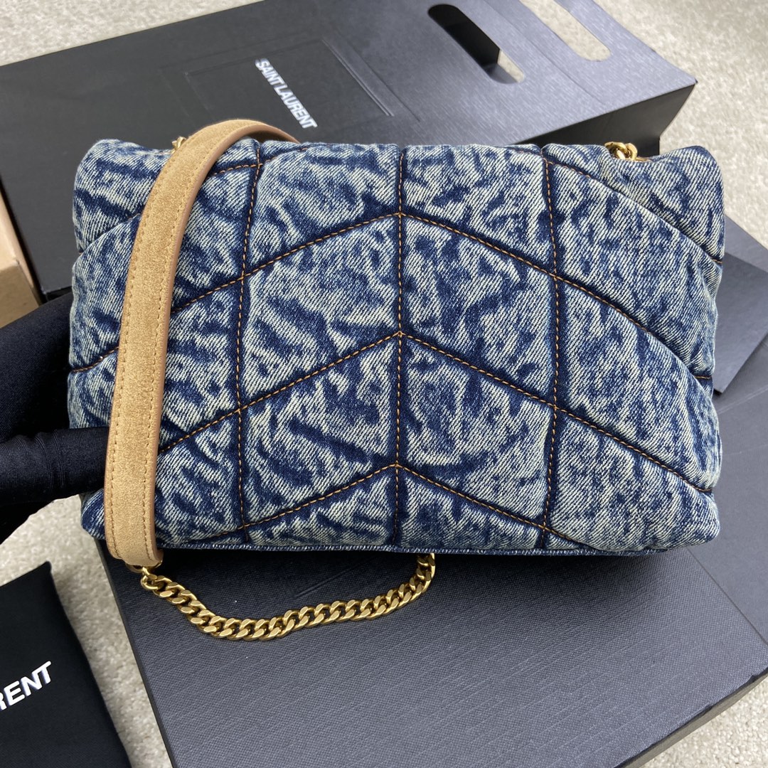 Saint Laurent Denim Toy Puffer Bag