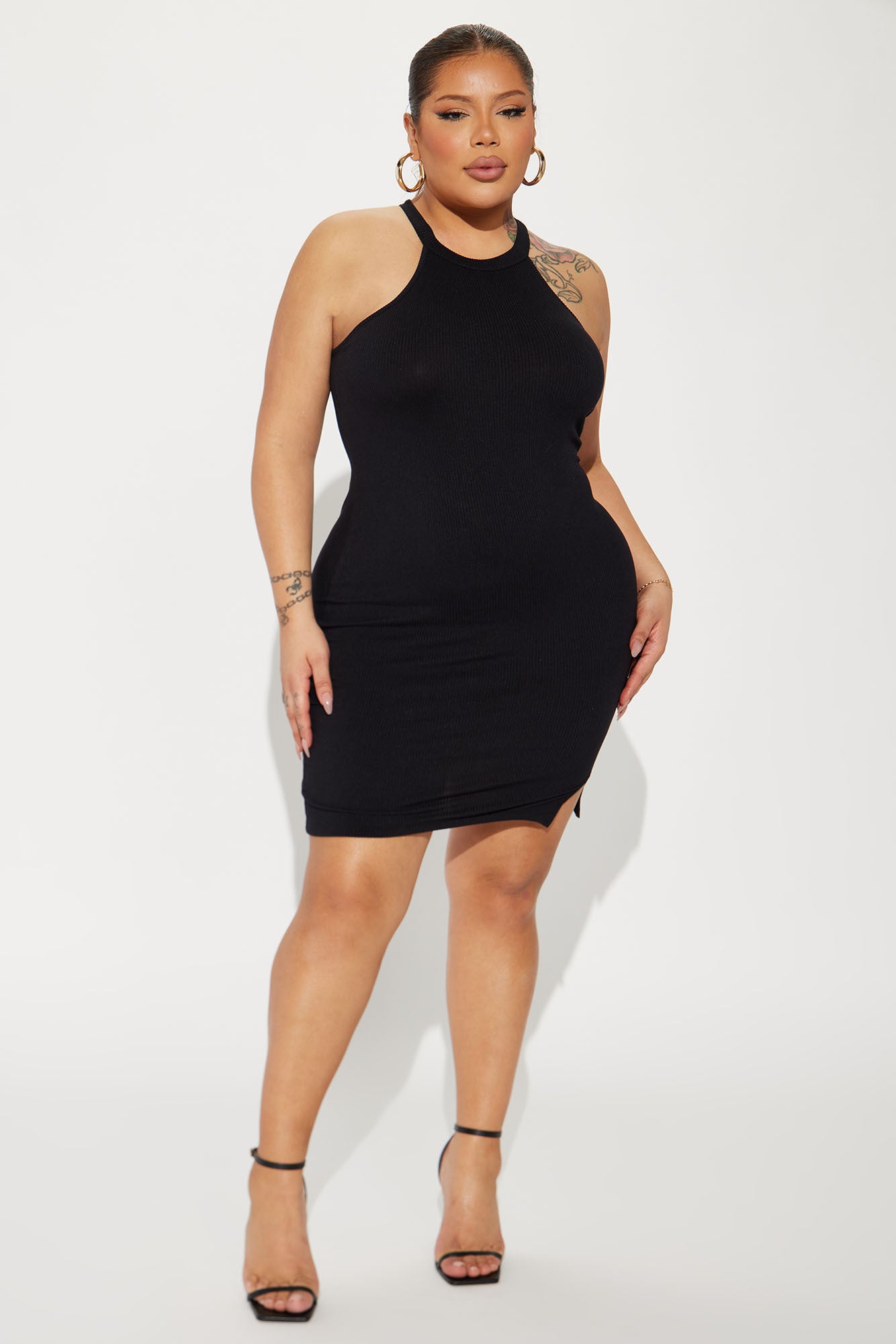 Mara Ribbed Mini Dress - Black