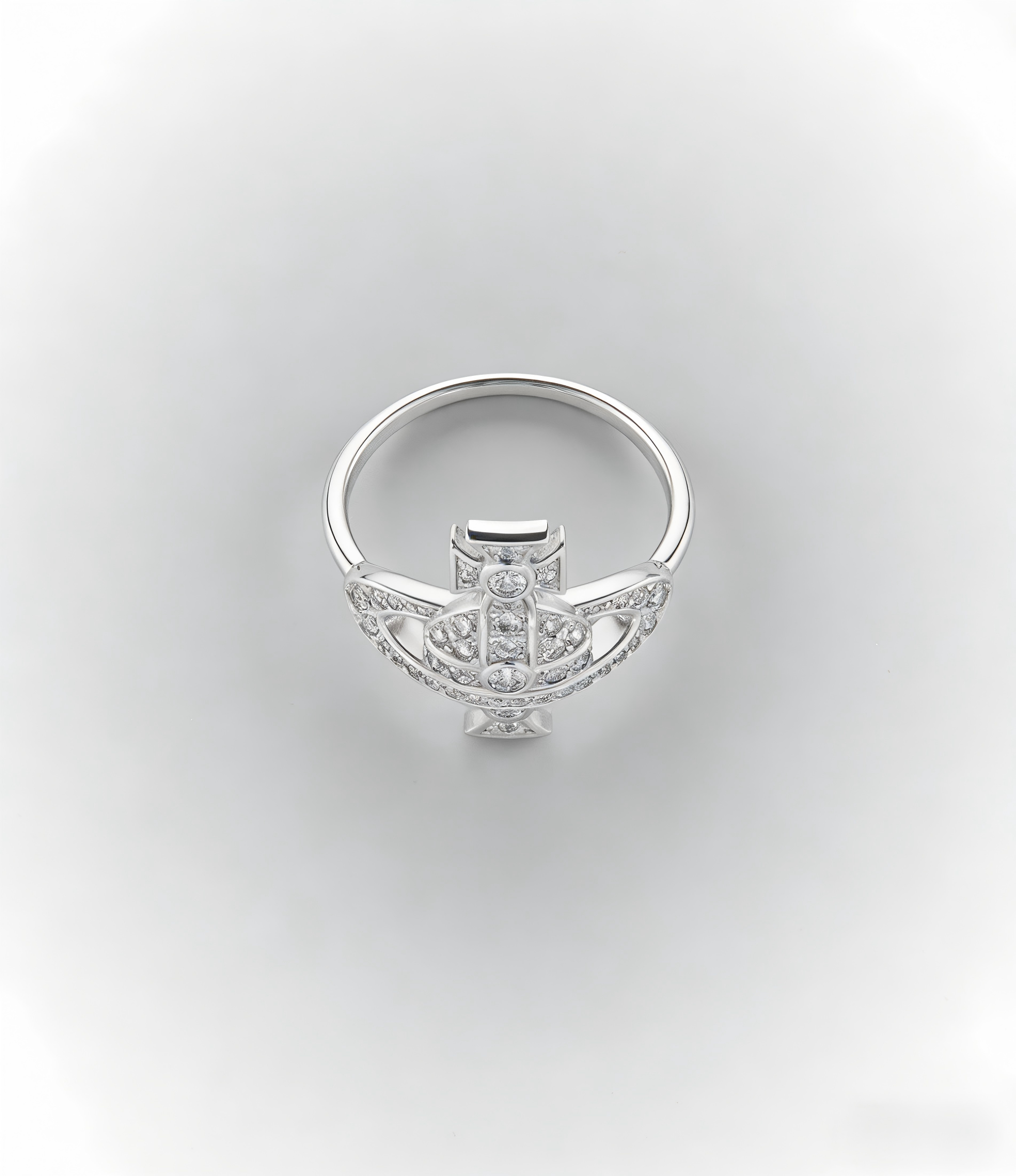 2026 New Vivienne Westwood Style Silver Full Crystal Saturn Ring - Dainty Diamond Celestial Jewelry for Women