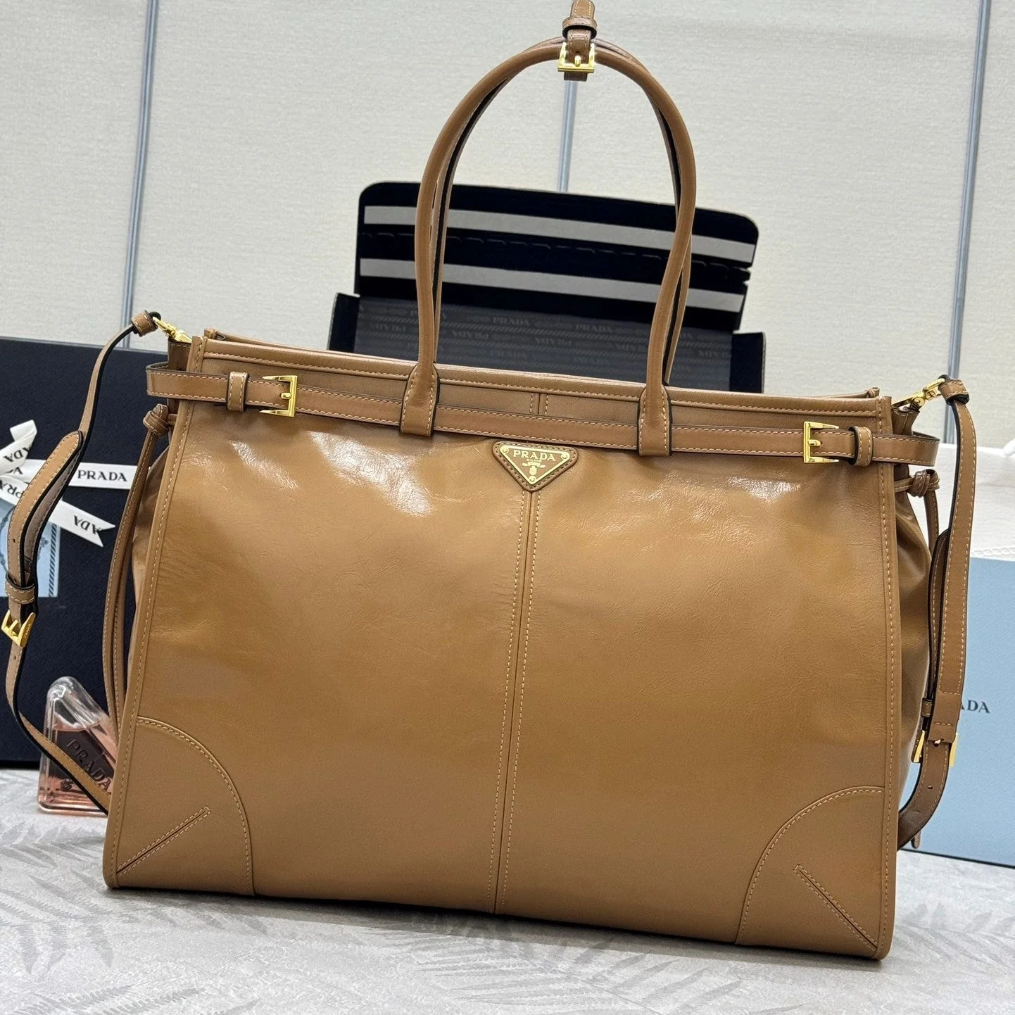 Prada Bonnie Extra-Large 42cm Brown Calfskin