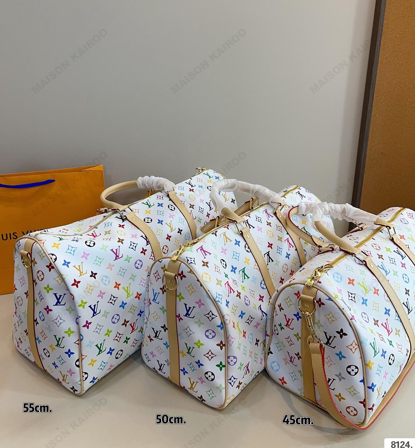 Louis Vuitton LV x TM Keepall Bandouliere 45/50/55 White Multicolore Monogram Canvas Travel Bag - KAIROO