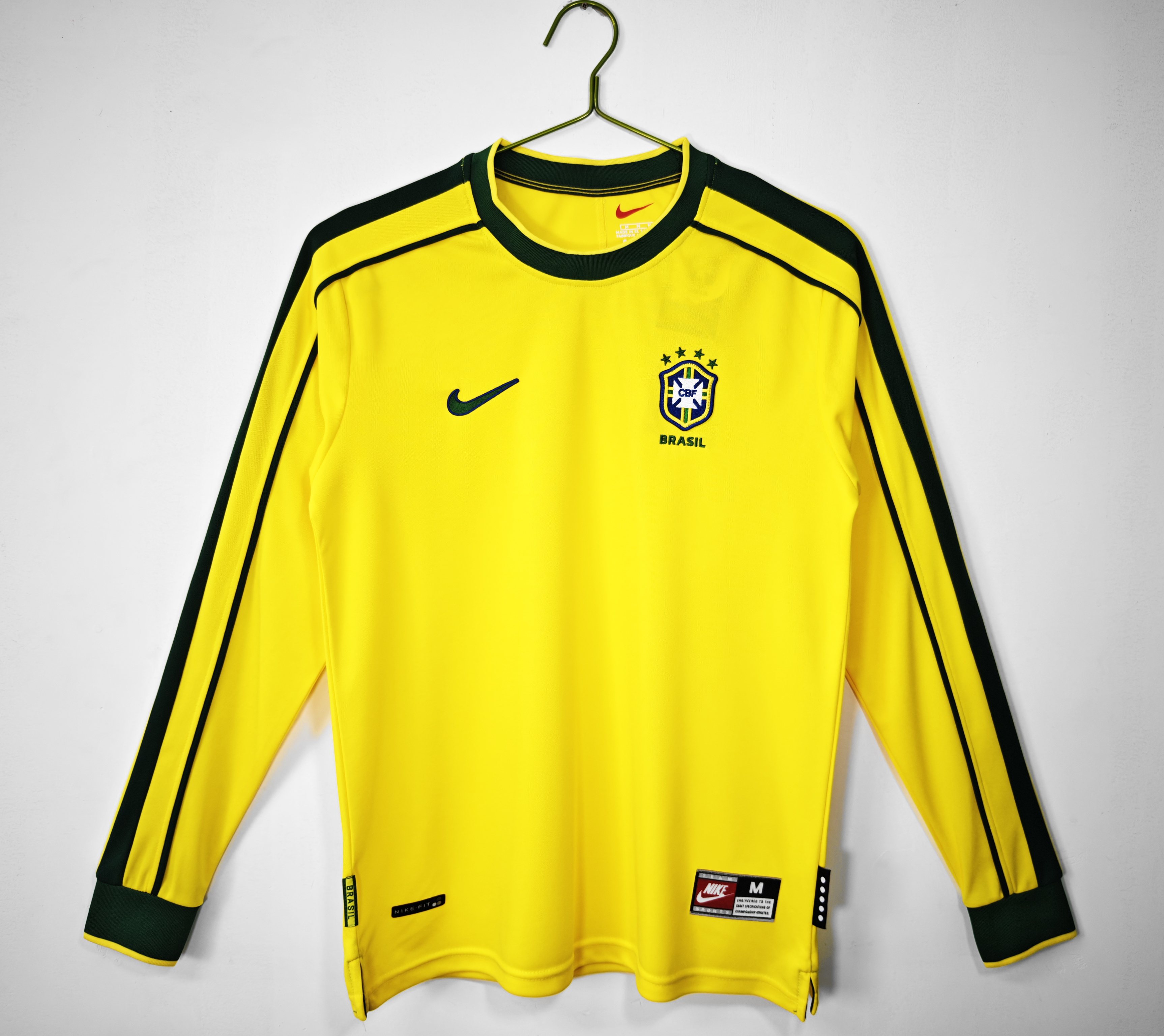 Brazil Home Retro Long Sleeve Jersey 1998