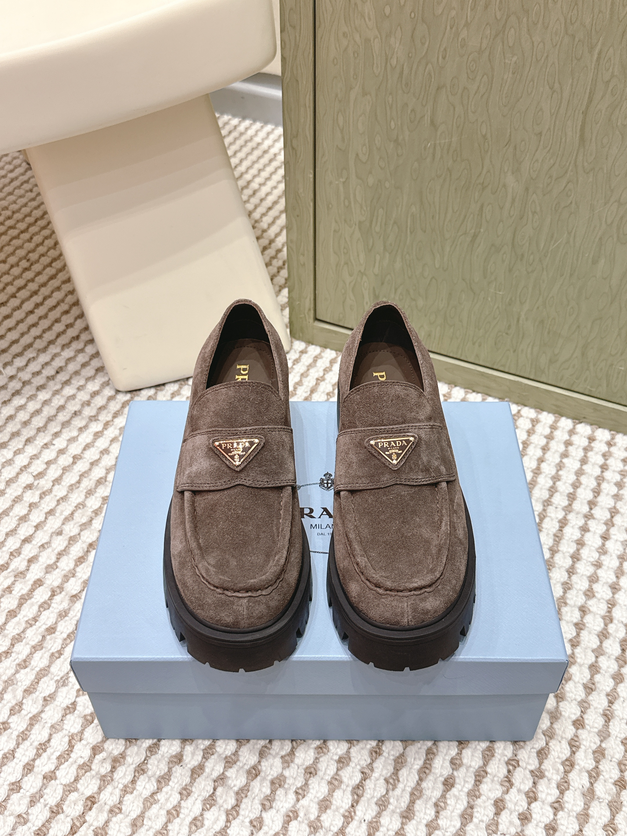 Prada Women's Monolith Suede Loafer