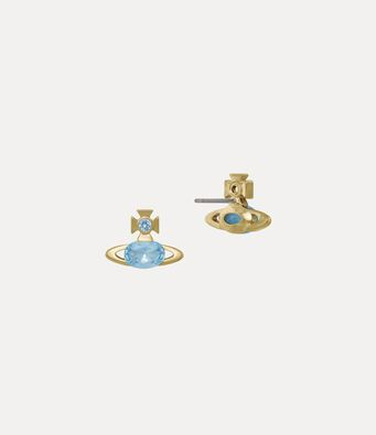 2026 New Vivienne Westwood Style Gold Blue Crystal Saturn Earrings - Dainty Aquamarine Celestial Jewelry for Women