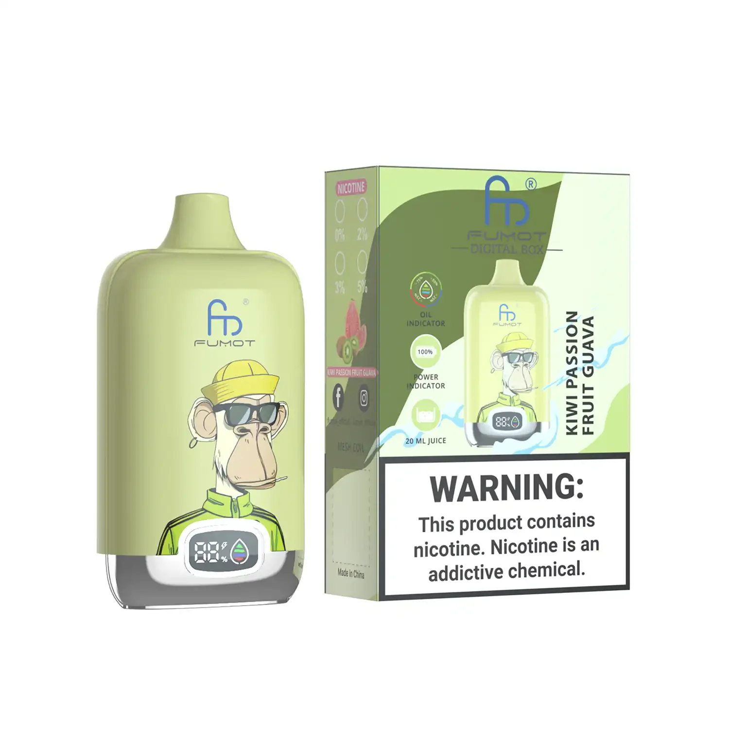 FUMOT Digital Box 12K Disposable Vape – Kiwi Passion Fruit Guava - Vaba Vape-Shop