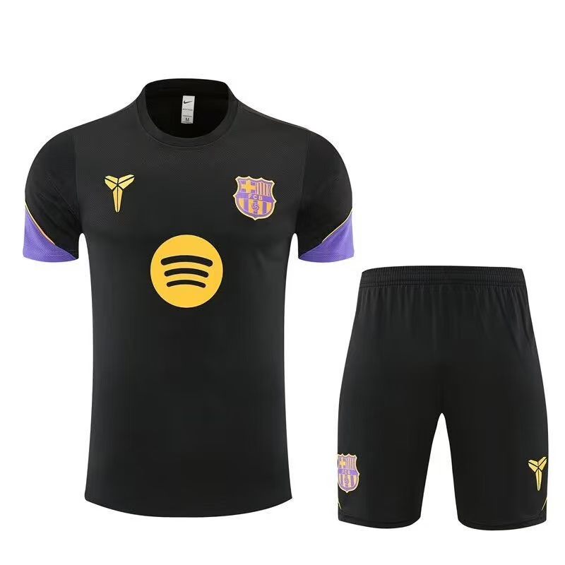 26/27black mamba training kit purple gold trim top and black shorts set