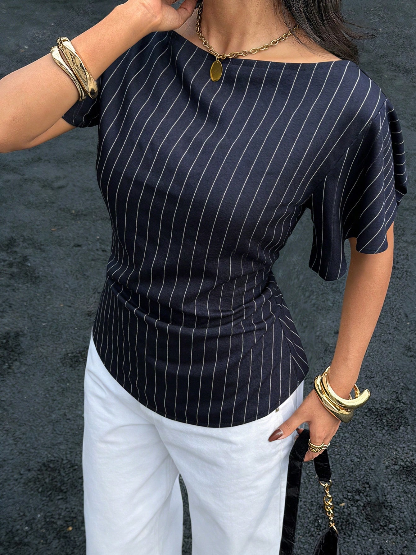 Women's Striped Casual Versatile Daily Wear Shirt,Summer Top