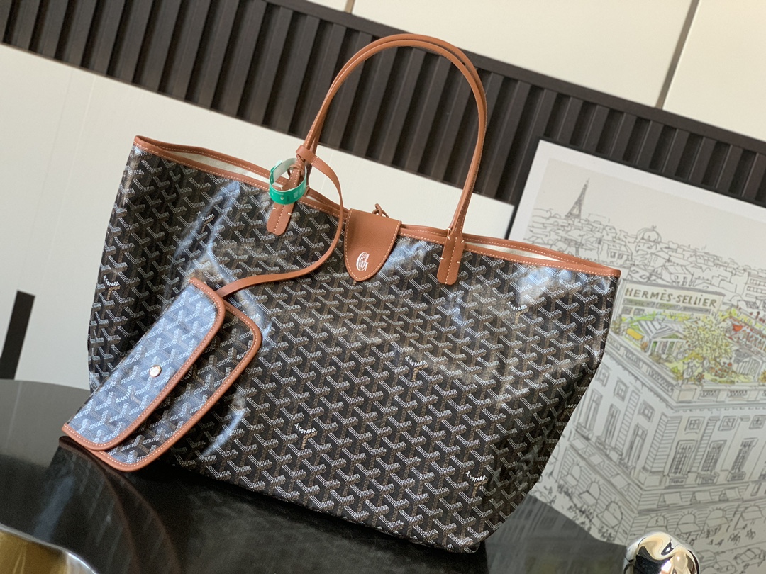 Goyard Saint Louis GM Tote in Black/Tan
