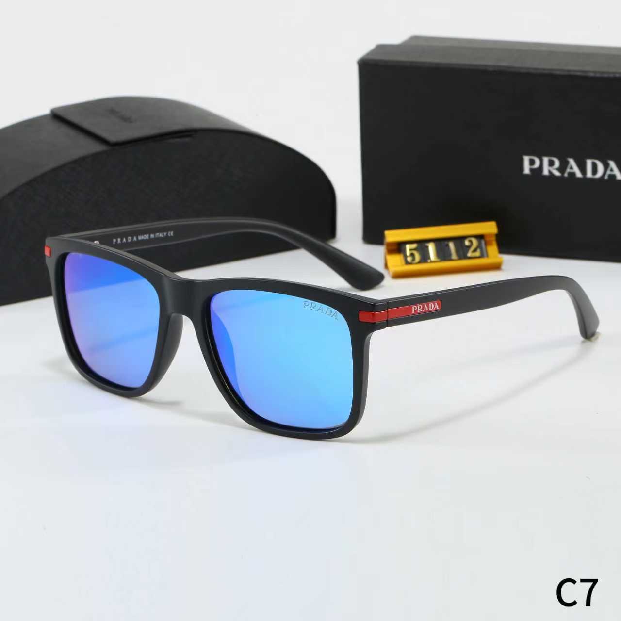 Prada Red‑Stripe Logo Oversized Square Sunglasses - KAIROO
