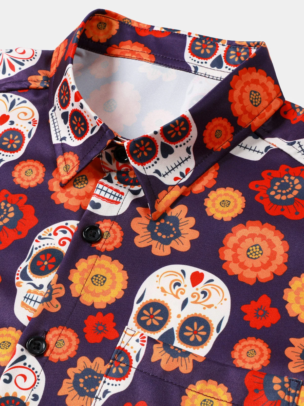 Men's Vintage 70s Skull Punk Rock Hawaiian Shirt