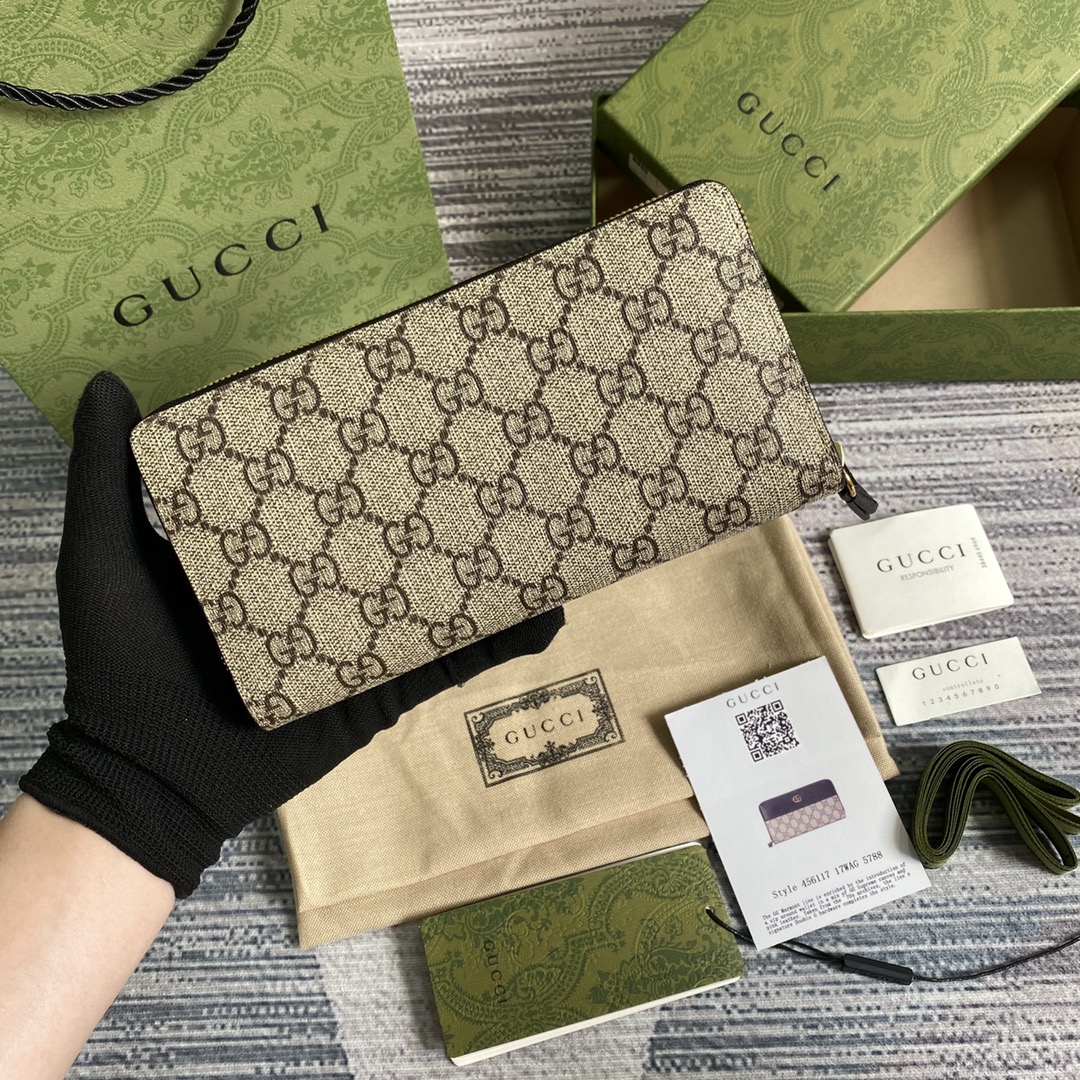 Gucci Bi-colour GG Marmont zip around wallet 456117