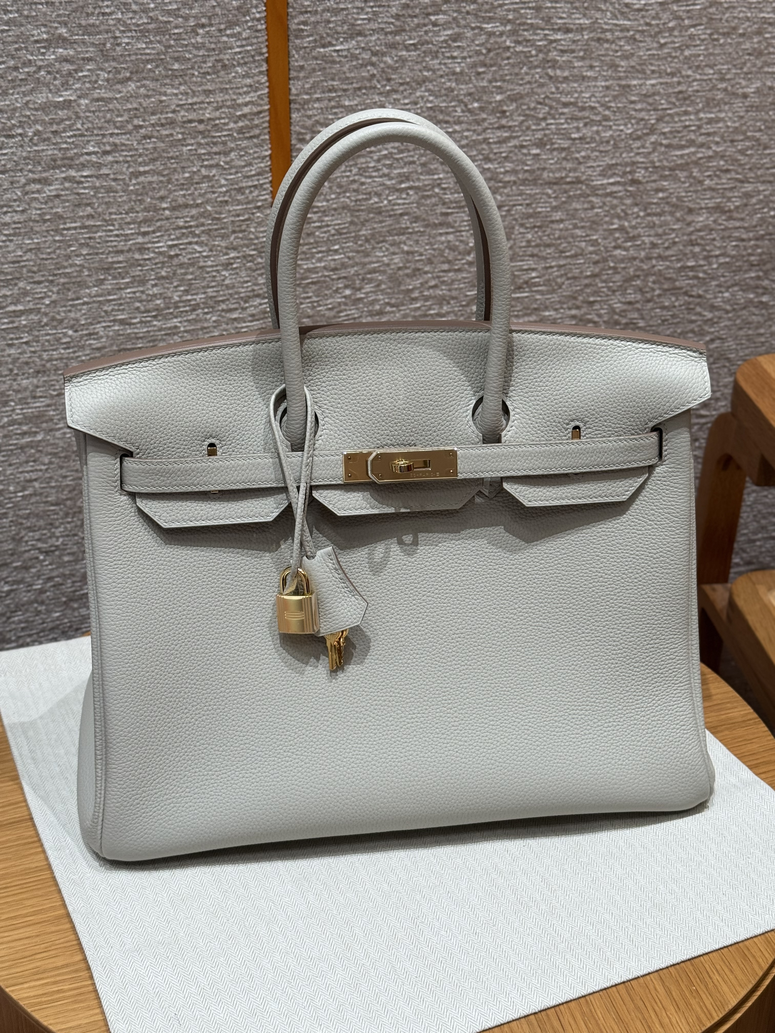 Hermes Gris Perle Togo Birkin 35 Bag