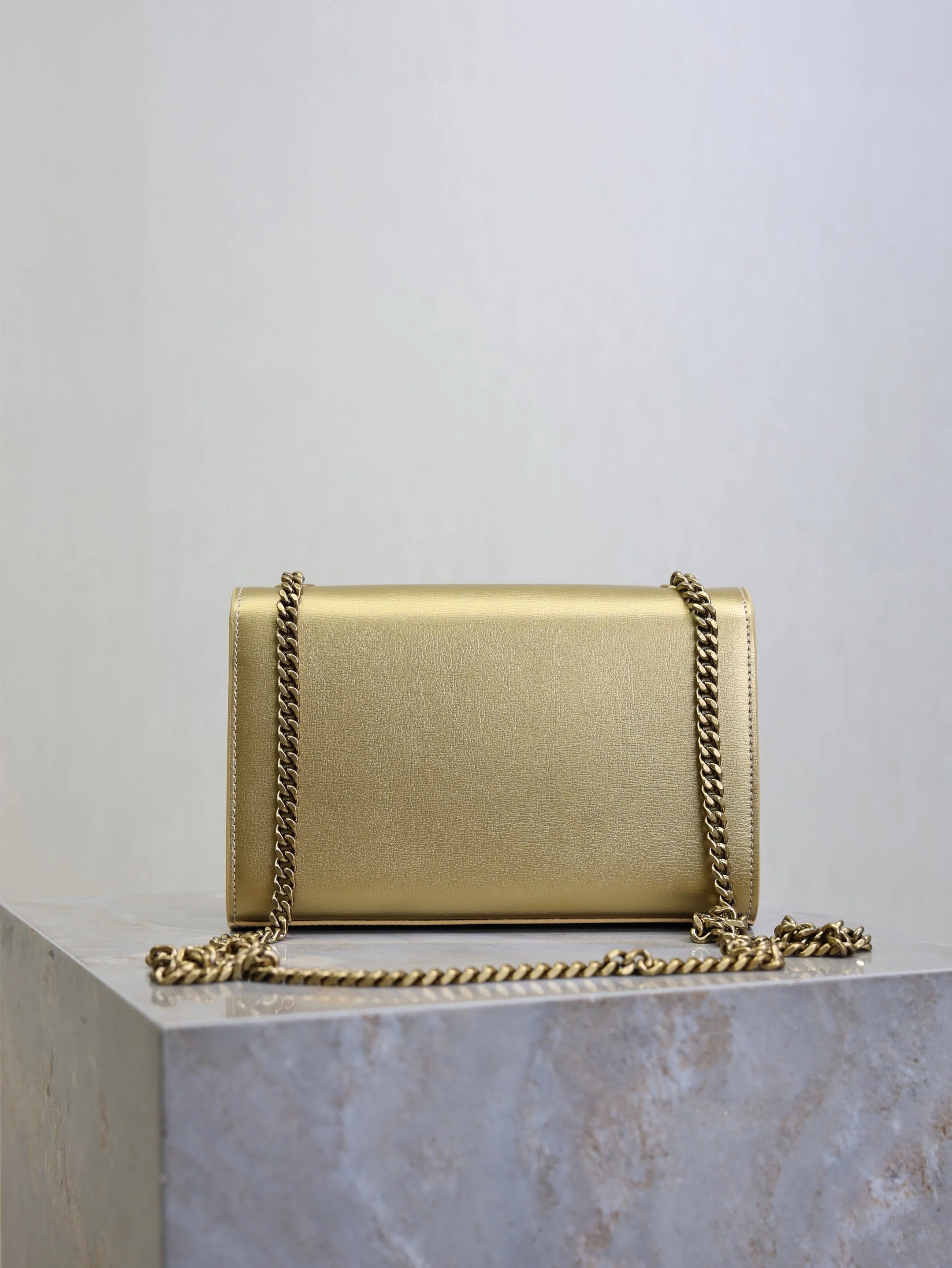 Saint Laurent YSL Kate Small Bag 20cm Gold Metallic Calfskin.