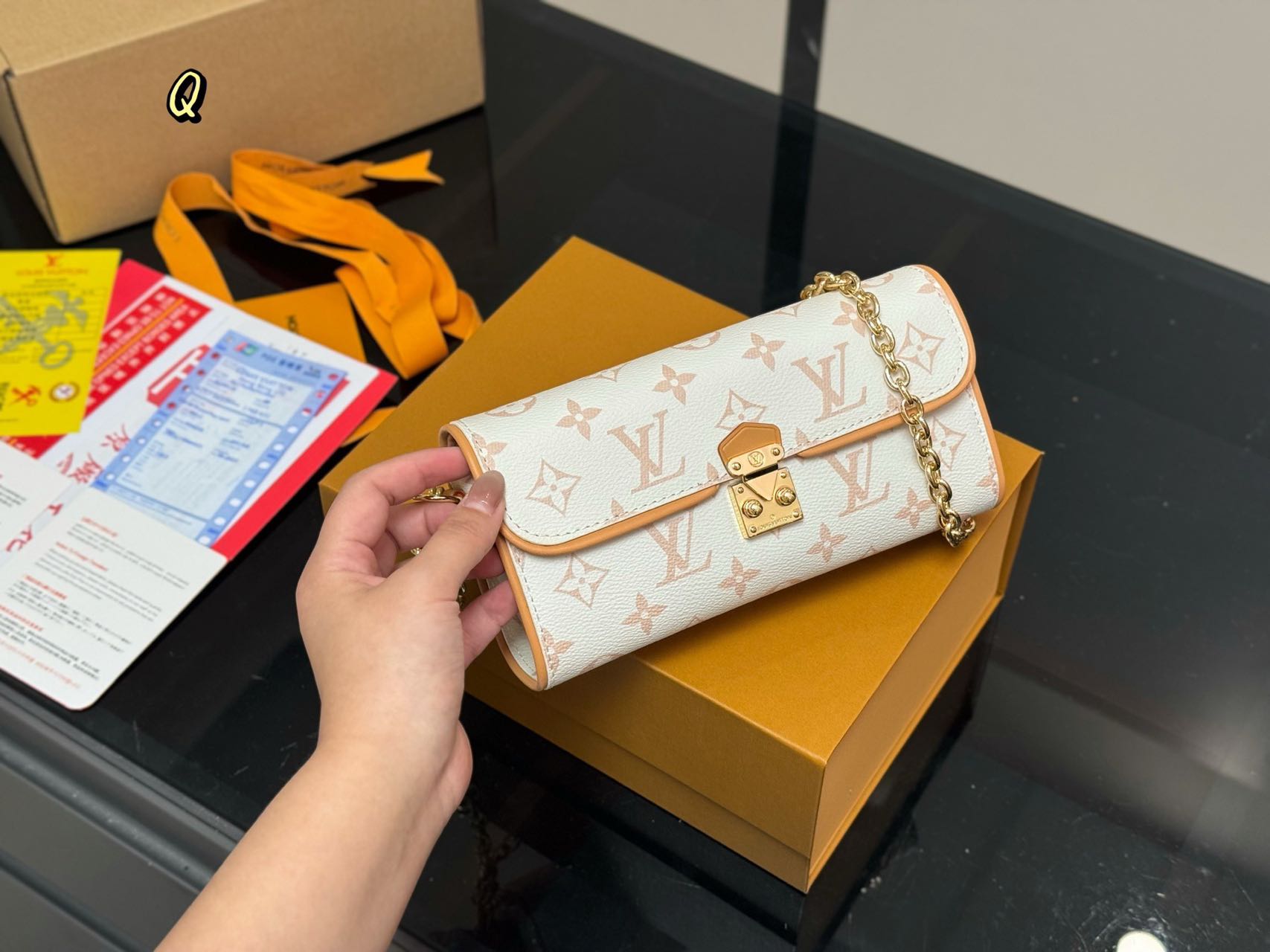 Louis Vuitton LV CAMILLE Bag Chain White Monogram Canvas Shoulder Crossbody Bag