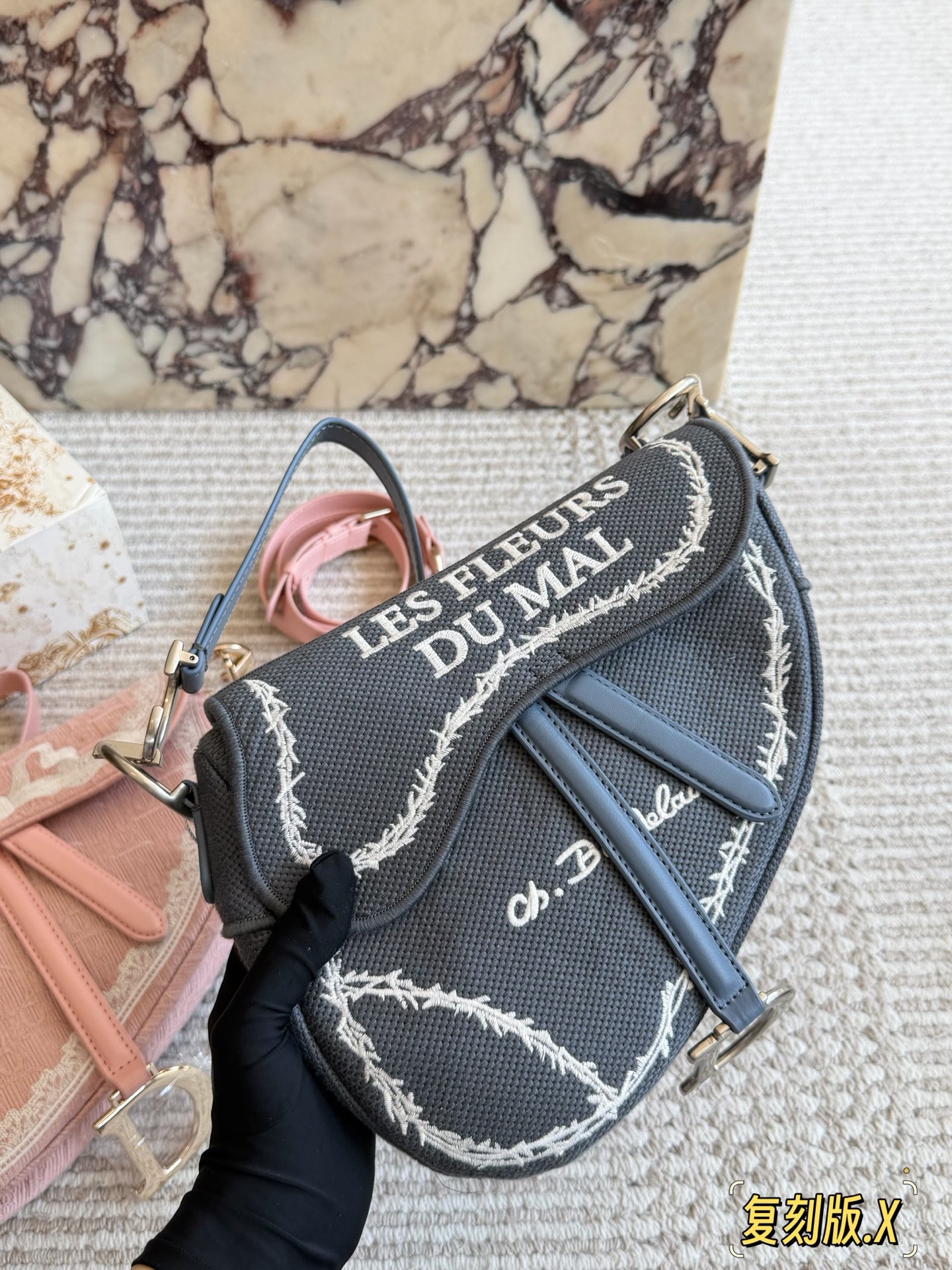Dior Pink & Grey Canvas 