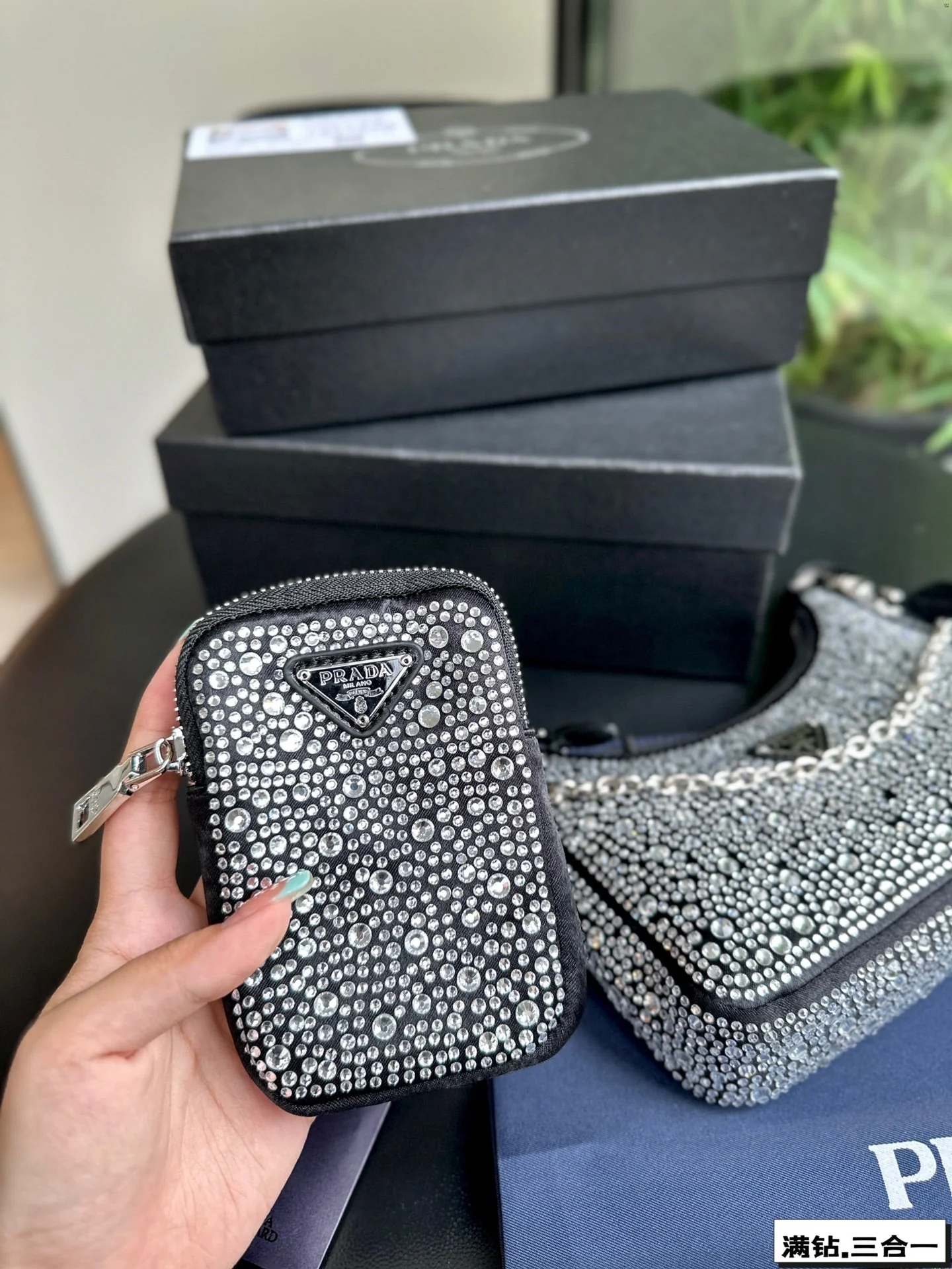 Prada  22 SATIN MINI-BAG WITH FULLY RHINSTONES