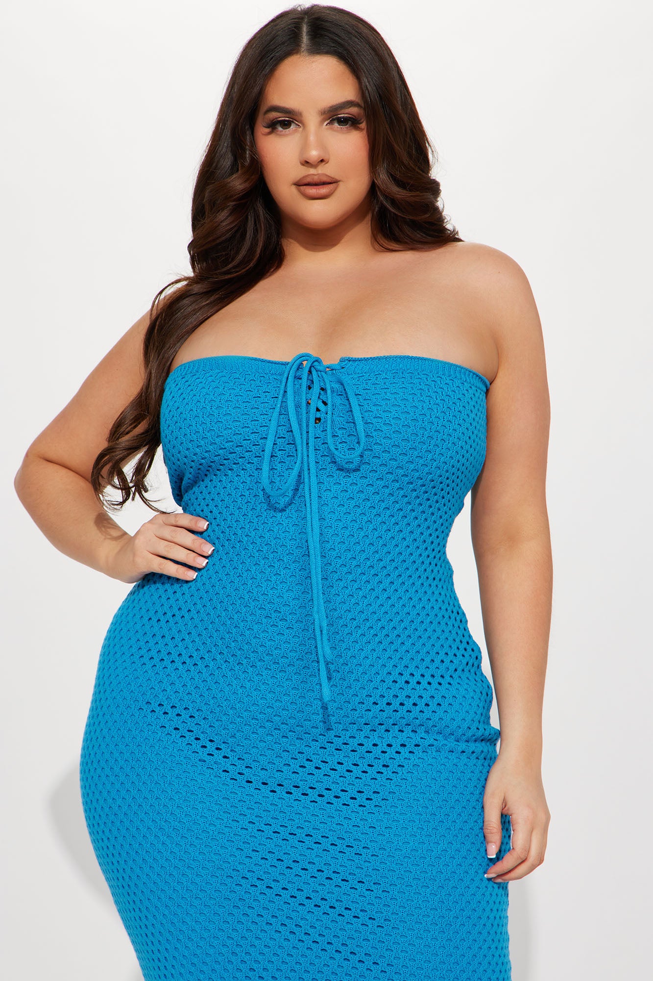 Paradise Crochet Maxi Dress - Blue