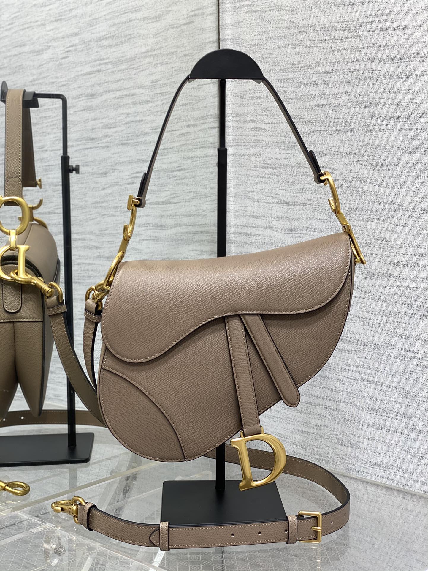 Dior Taupe Saddle Bag With Strap