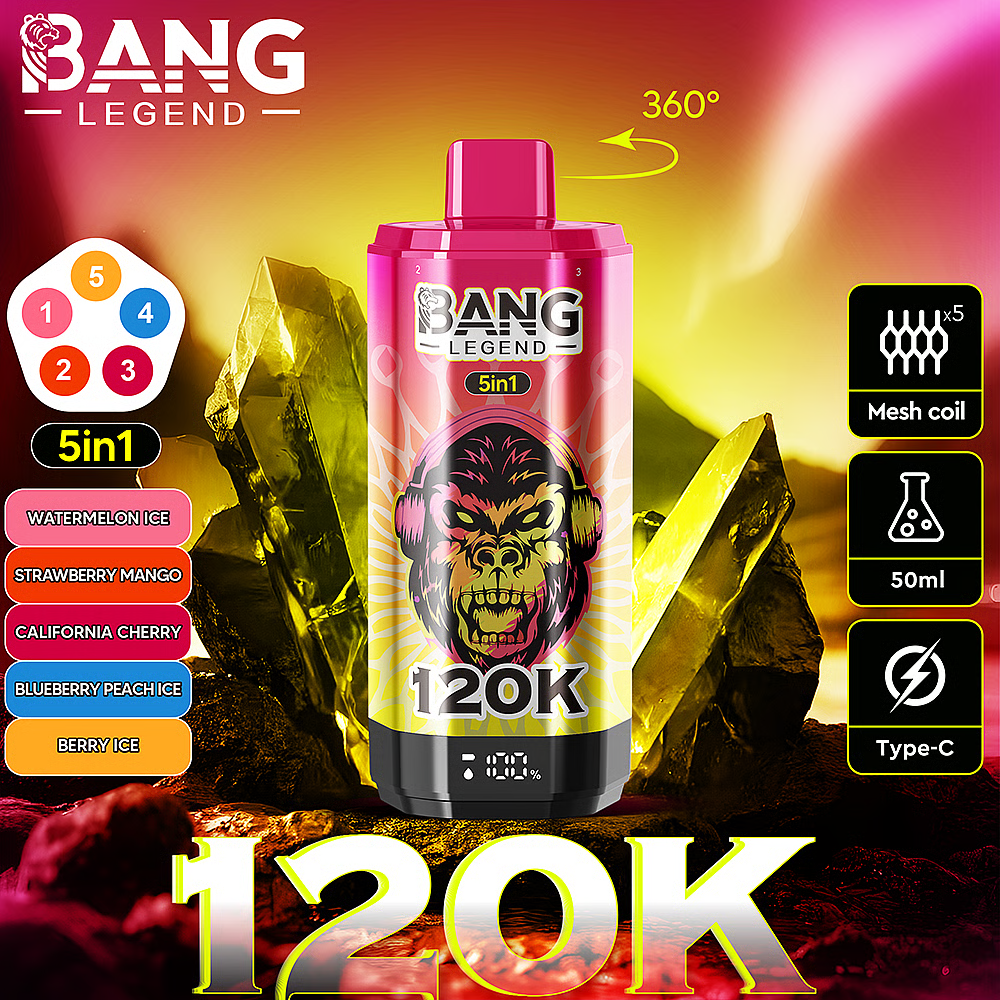 Bang Legend 120K Disposable Vape 5-in-1 Flavor (5%, 120000 Puffs)