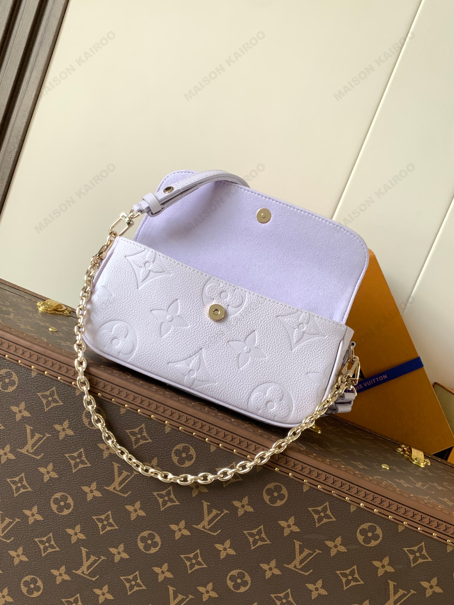 【10A】Louis Vuitton LV Ivy WOC Pastel Lilac Monogram Empreinte Embossed Leather Baguette Hobo Shoulder Bag - KAIROO