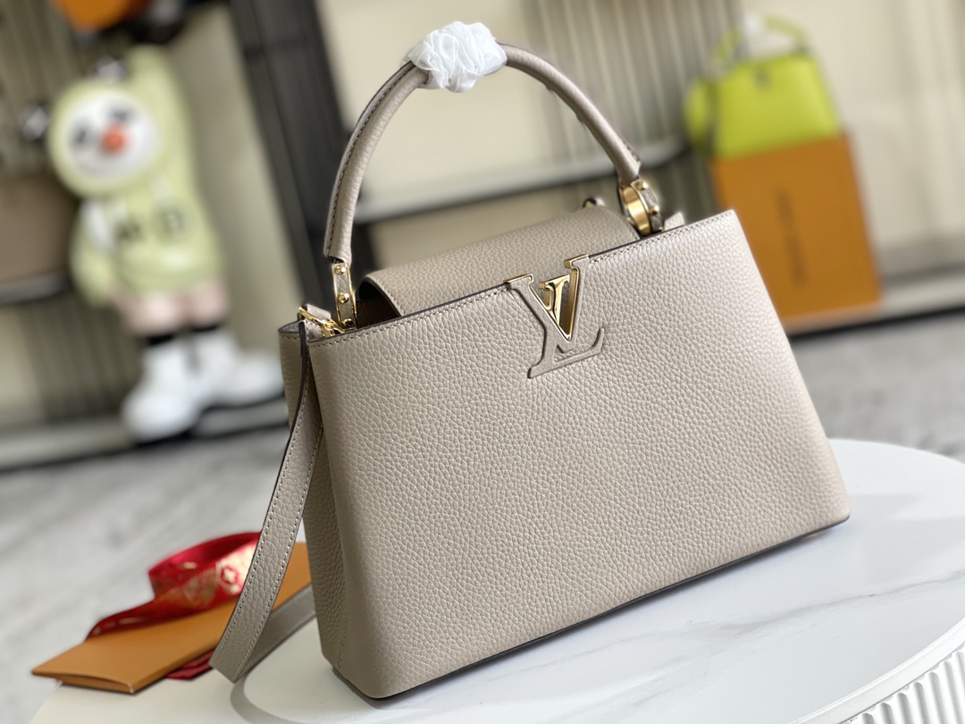 M24745 Capucines MM in Galet Grey Taurillon leather
