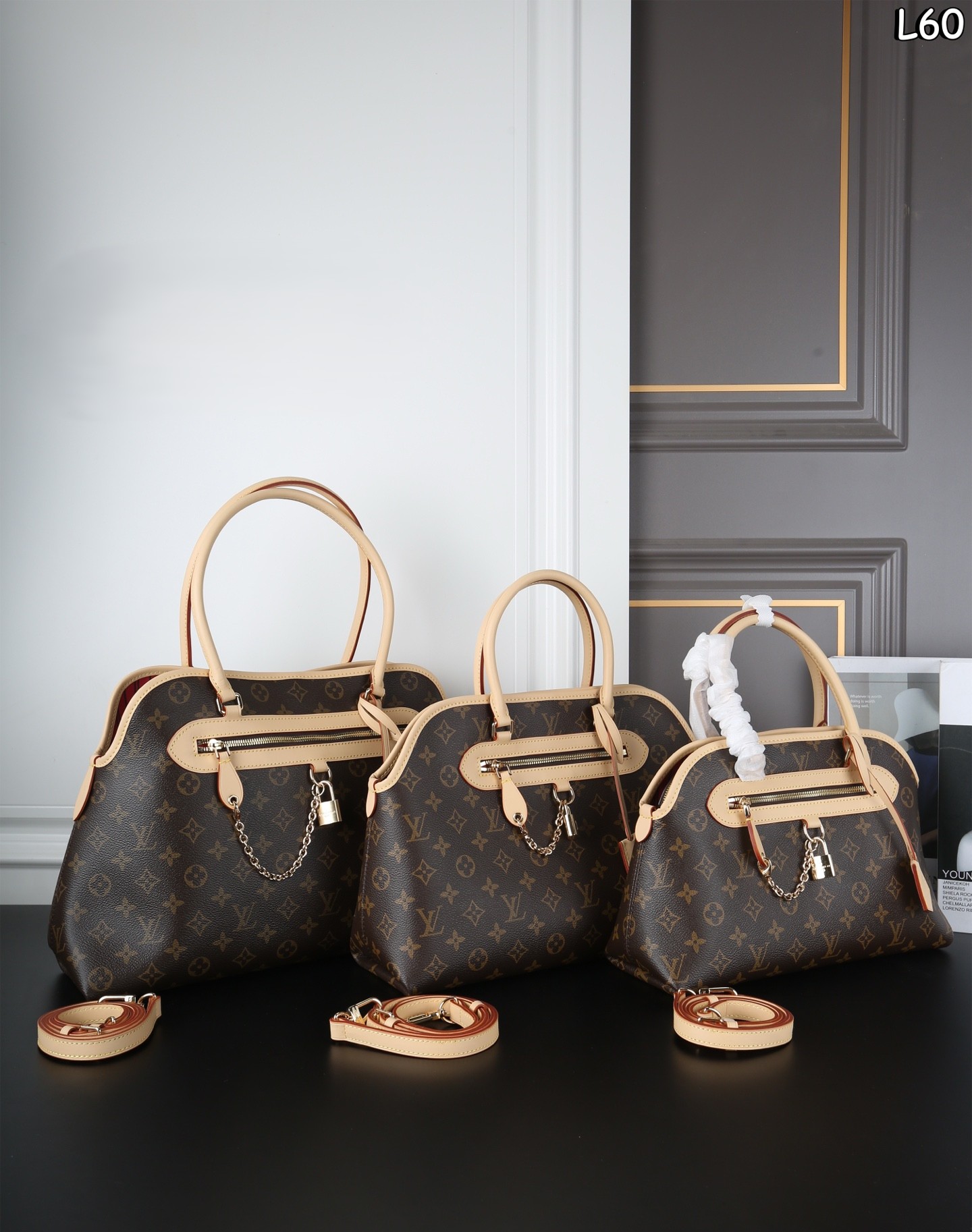 Louis Vuitton PM/MM/GM Montorgueil Ever More Monogram Canvas Dome Beige Top Handle Bag With Pouch - KAIROO