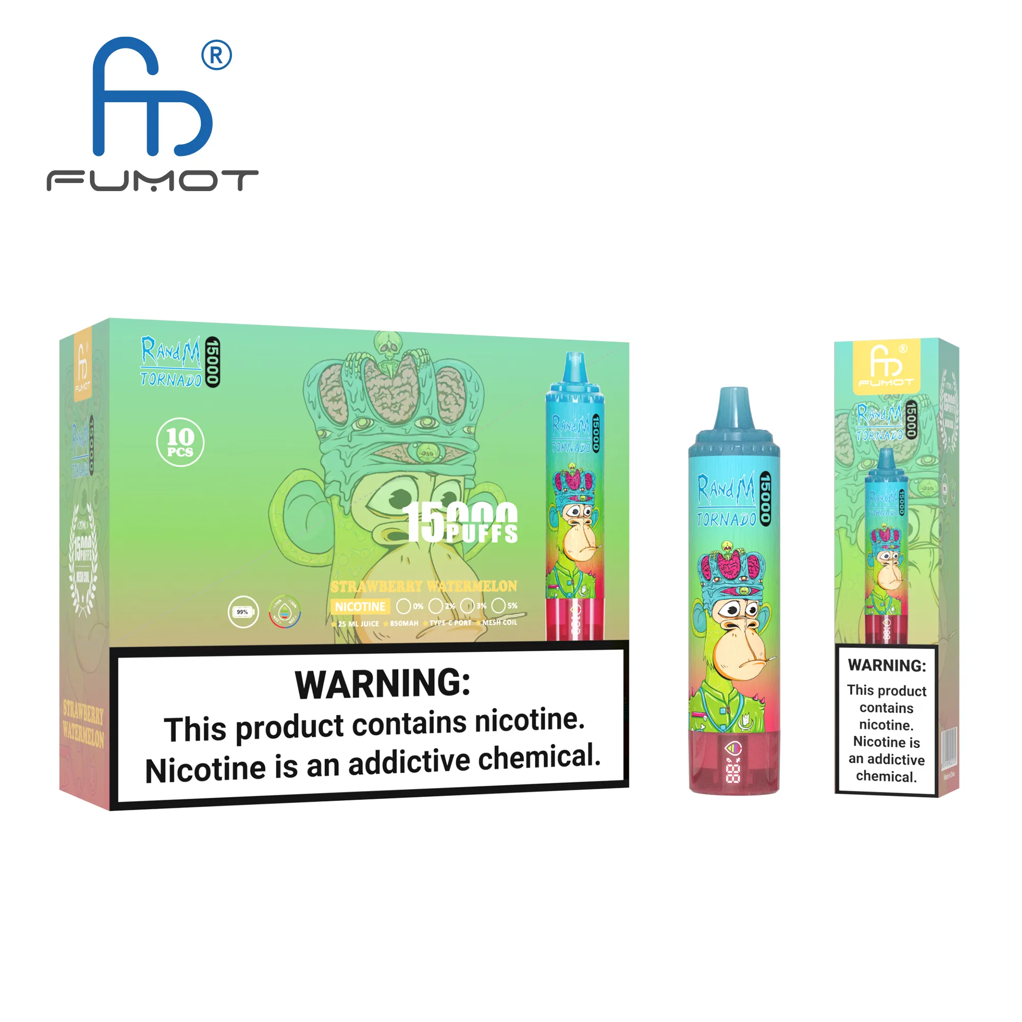 FUMOT Tornado 15K Rechargeable Disposable Vape – Strawberry Watermelon - Vaba Vape-Shop