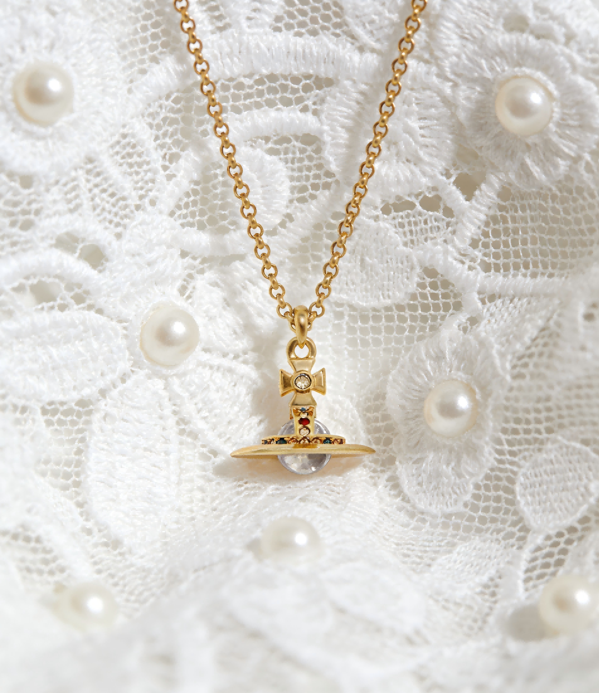 2026 New Vivienne Westwood Style Gold Saturn Pendant Necklace - Multicolor Crystal Orbital Celestial Jewelry for Women