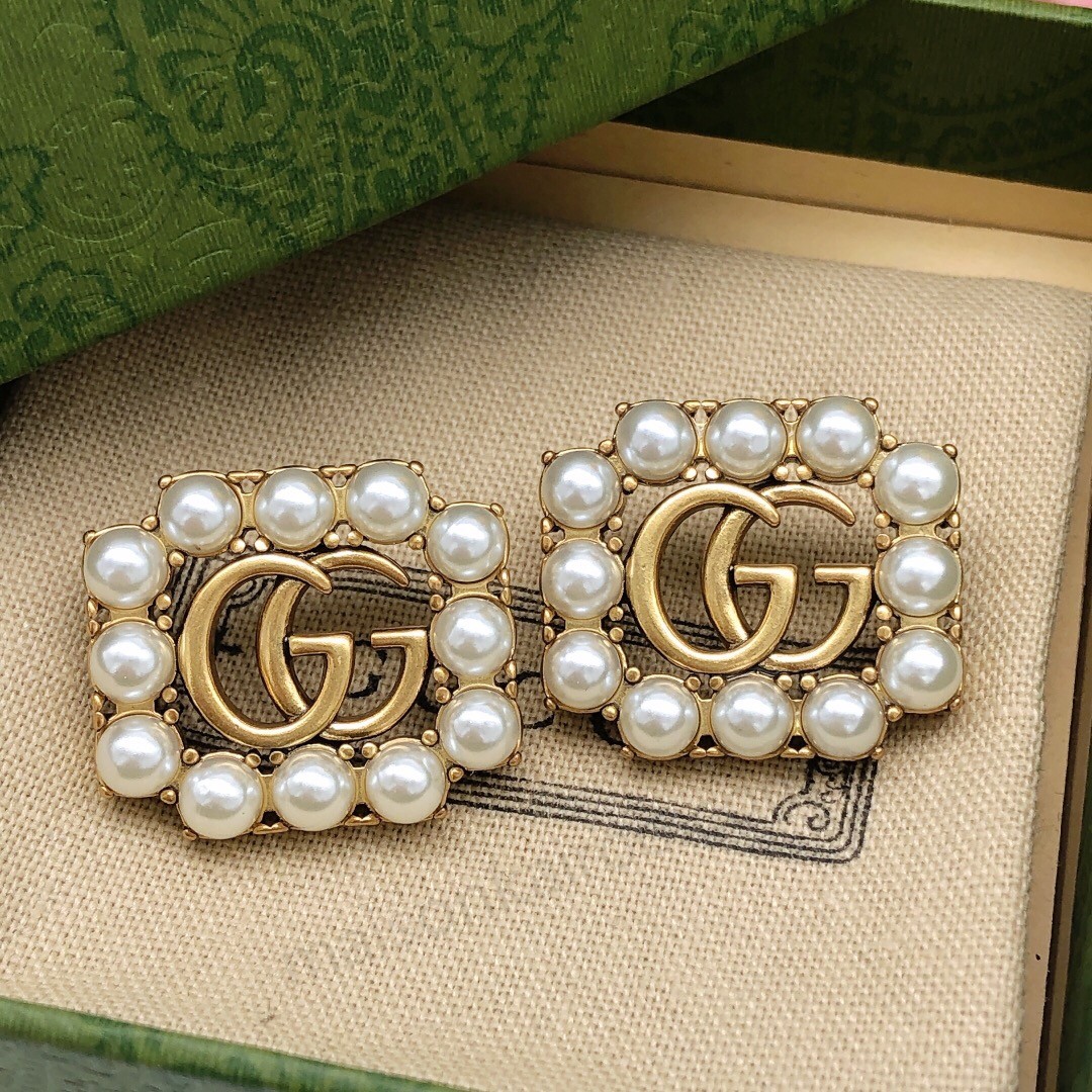 Gucci Pearl Square Studs Earrings - KAIROO