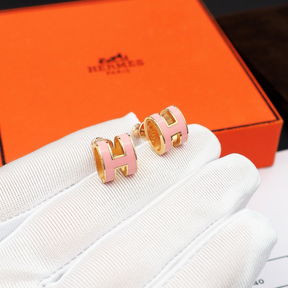 Hermes Pink Mini Pop H Earrings