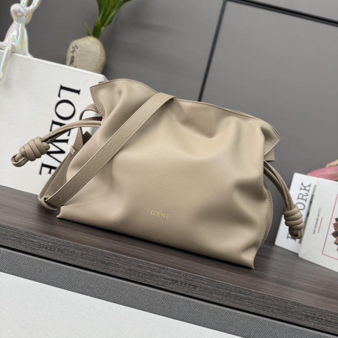 Loewe Medium Flamenco Nappa Clutch /Shoulder Strap-Sand