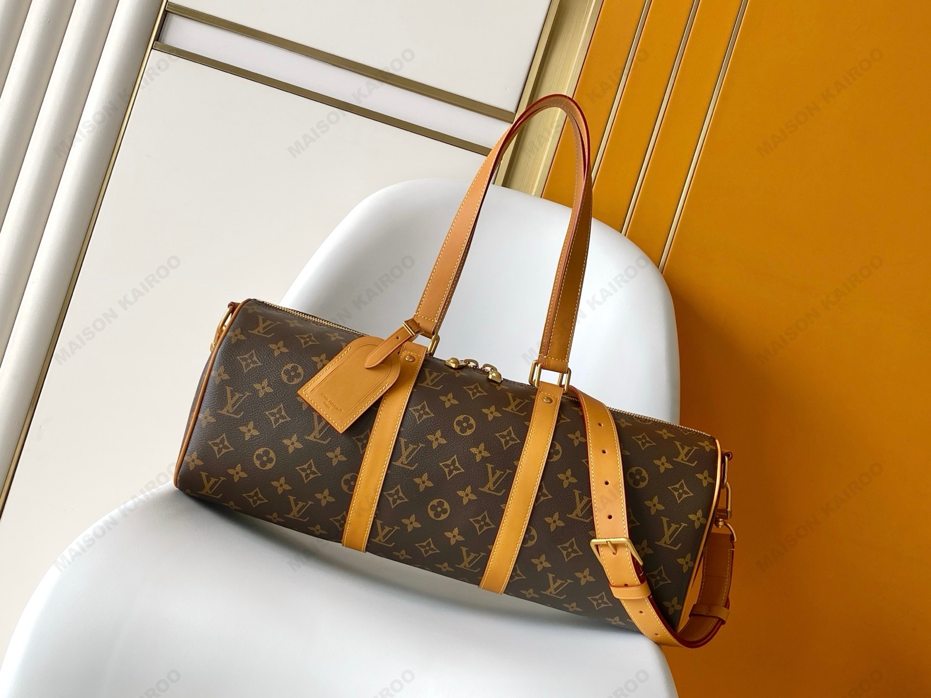 Louis Vuitton LV Needle Keepall Monogram Brown Canvas Cylinder Duffle Travel Top Handle Bag - KAIROO