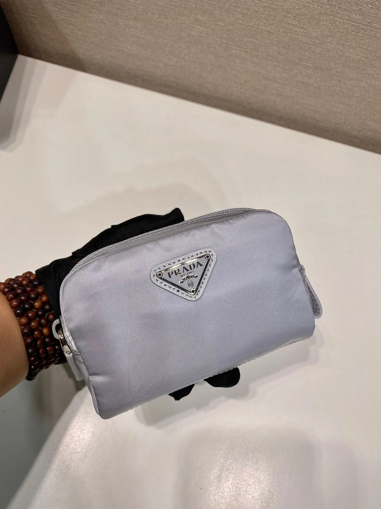 Prada Wallets CLUTCH 12 IN LIGHT GREY RE-NYLON