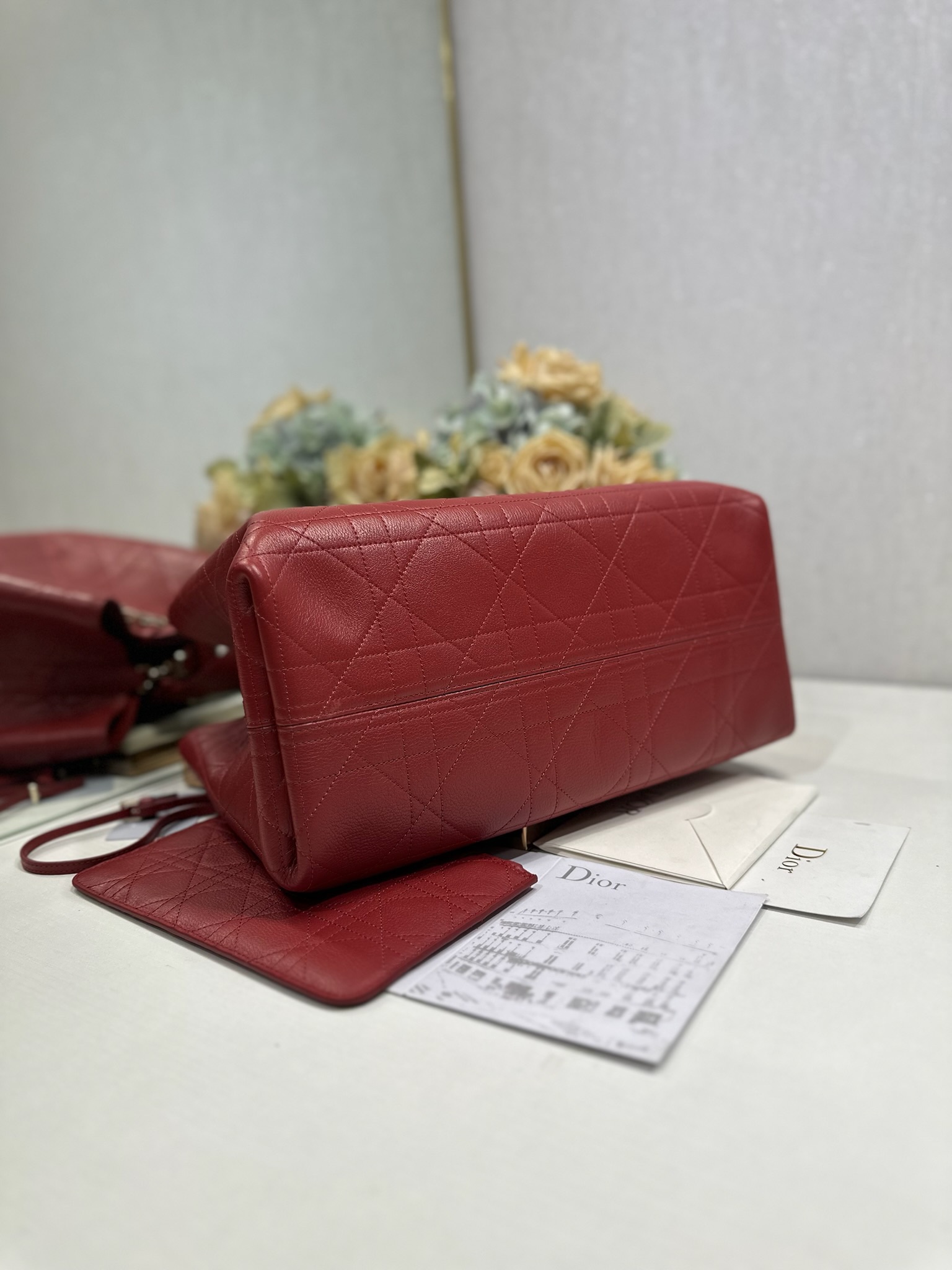Dior Large Toujours in Dark Red Cannage Goatskin
